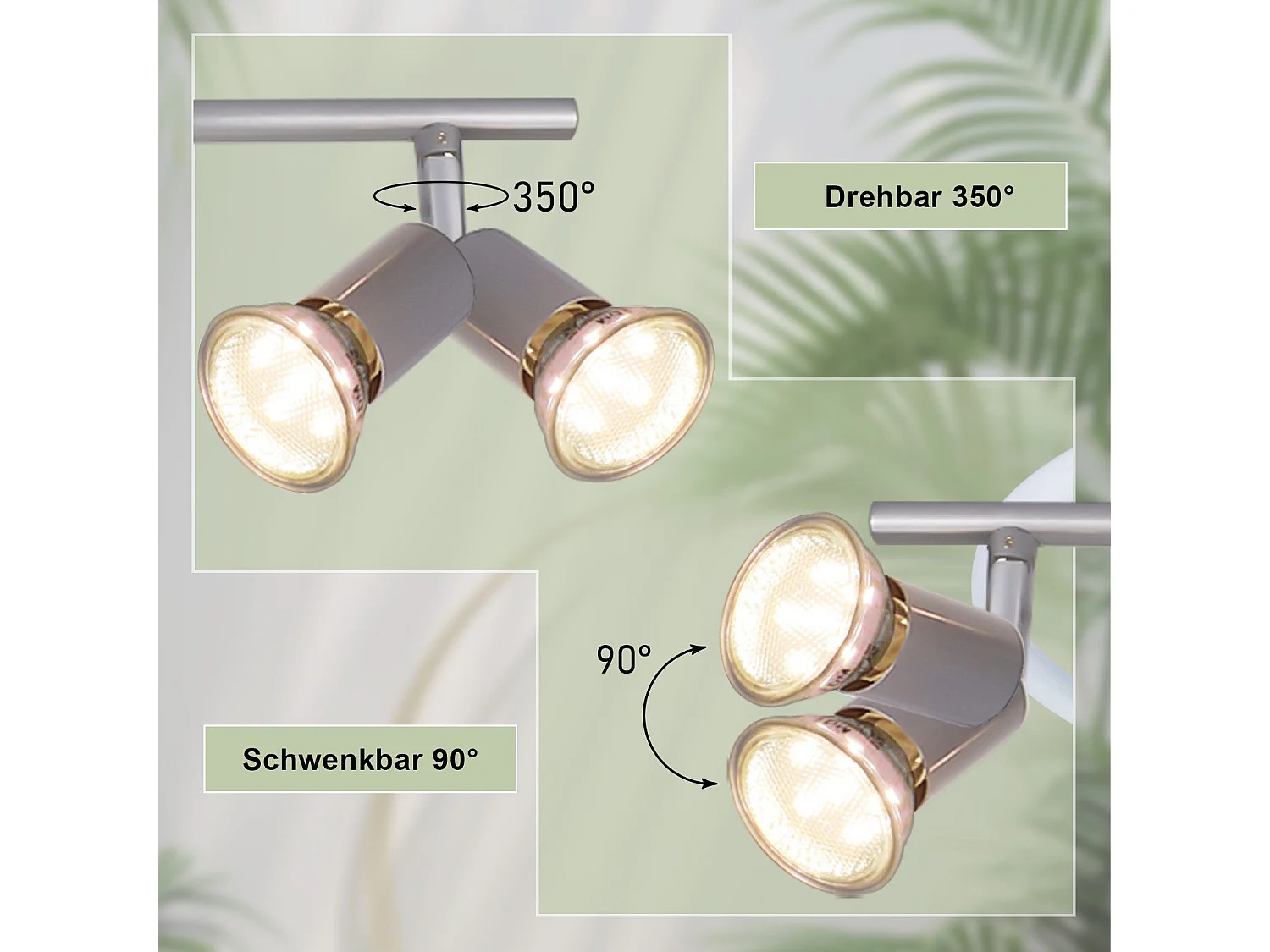 Reflektor sufitowy NETTLIFE 4-płomienny GU10 Nowoczesny sufitowy reflektor do korytarza z żarówką w zestawie, regulowany w zakresie 350°