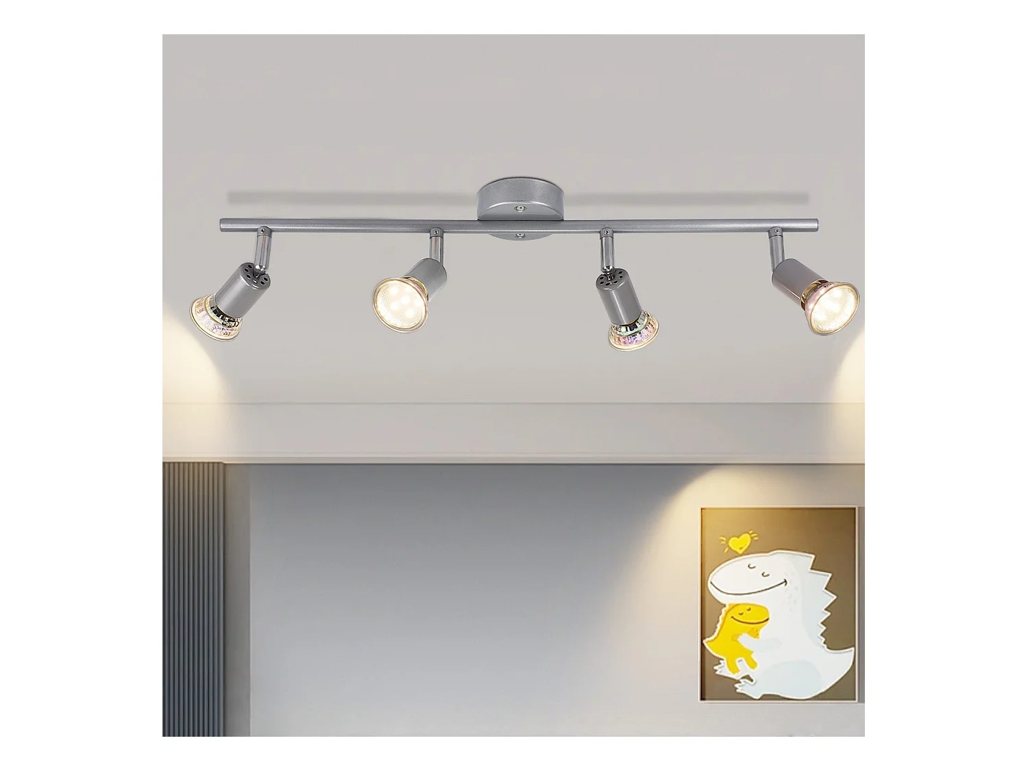 NETTLIFE Spot de plafond 4 flammes GU10 Plafonnier moderne couloir ampoule incluse orientable 350°