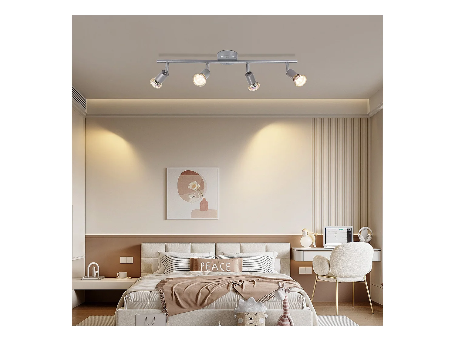 NETTLIFE Spot de plafond 4 flammes GU10 Plafonnier moderne couloir ampoule incluse orientable 350°
