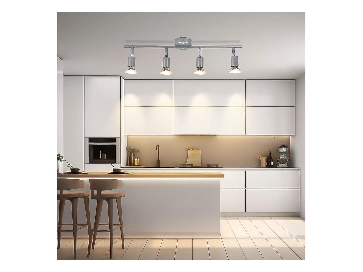 NETTLIFE Spot de plafond 4 flammes GU10 Plafonnier moderne couloir ampoule incluse orientable 350°