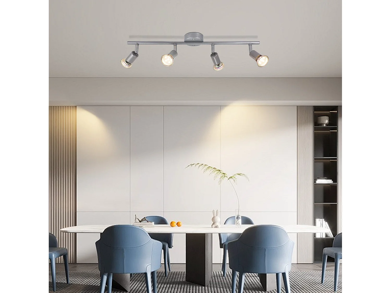 NETTLIFE Spot de plafond 4 flammes GU10 Plafonnier moderne couloir ampoule incluse orientable 350°