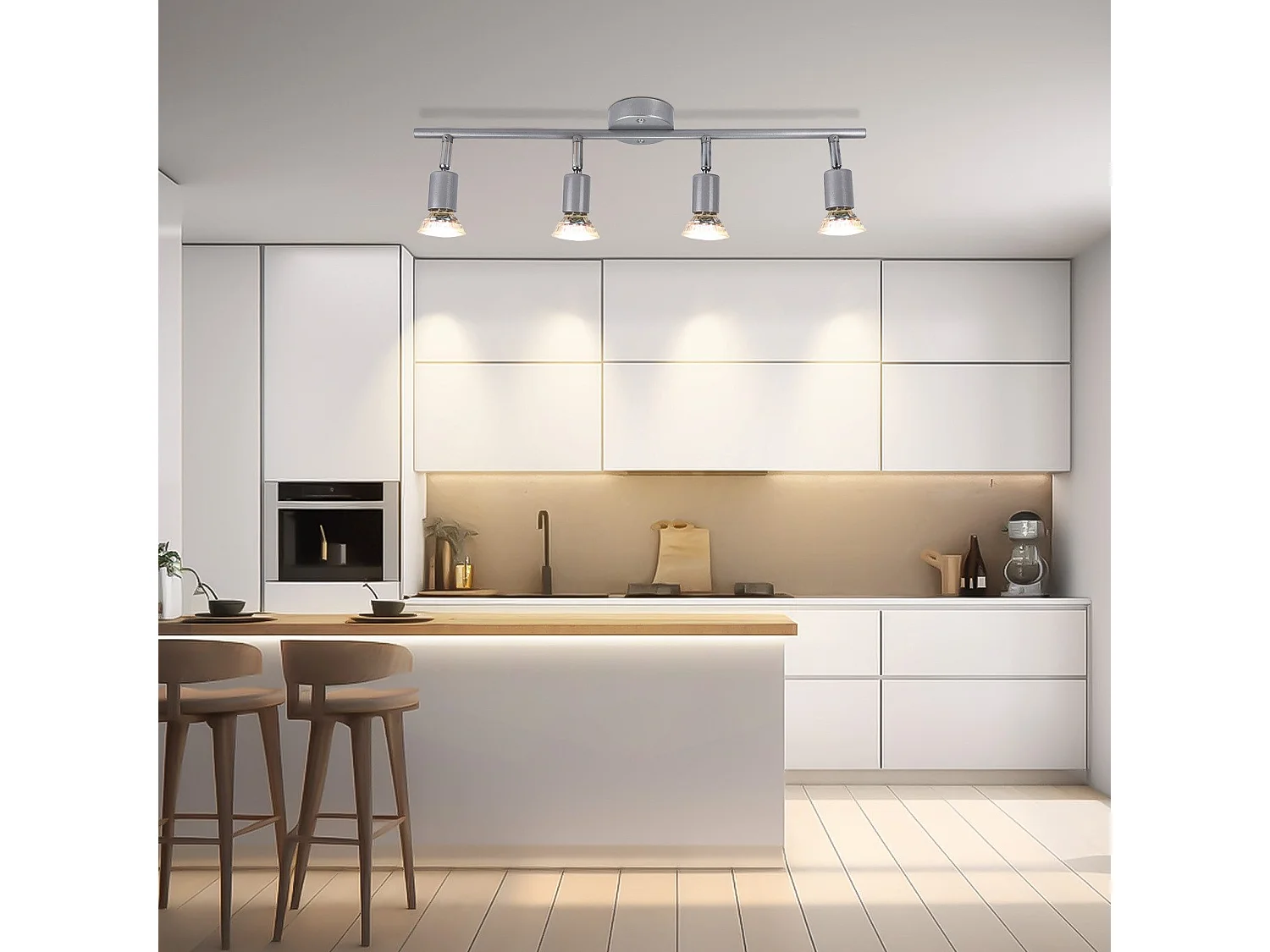 NETTLIFE Spot de plafond 4 flammes GU10 Plafonnier moderne couloir ampoule incluse orientable 350°