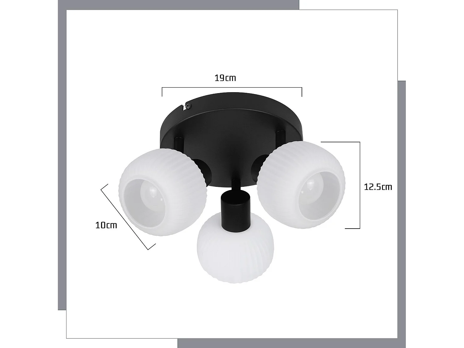 NETTLIFE Spot de plafond 2 abat-jour en verre E14 vintage sans ampoule noir orientable 350°