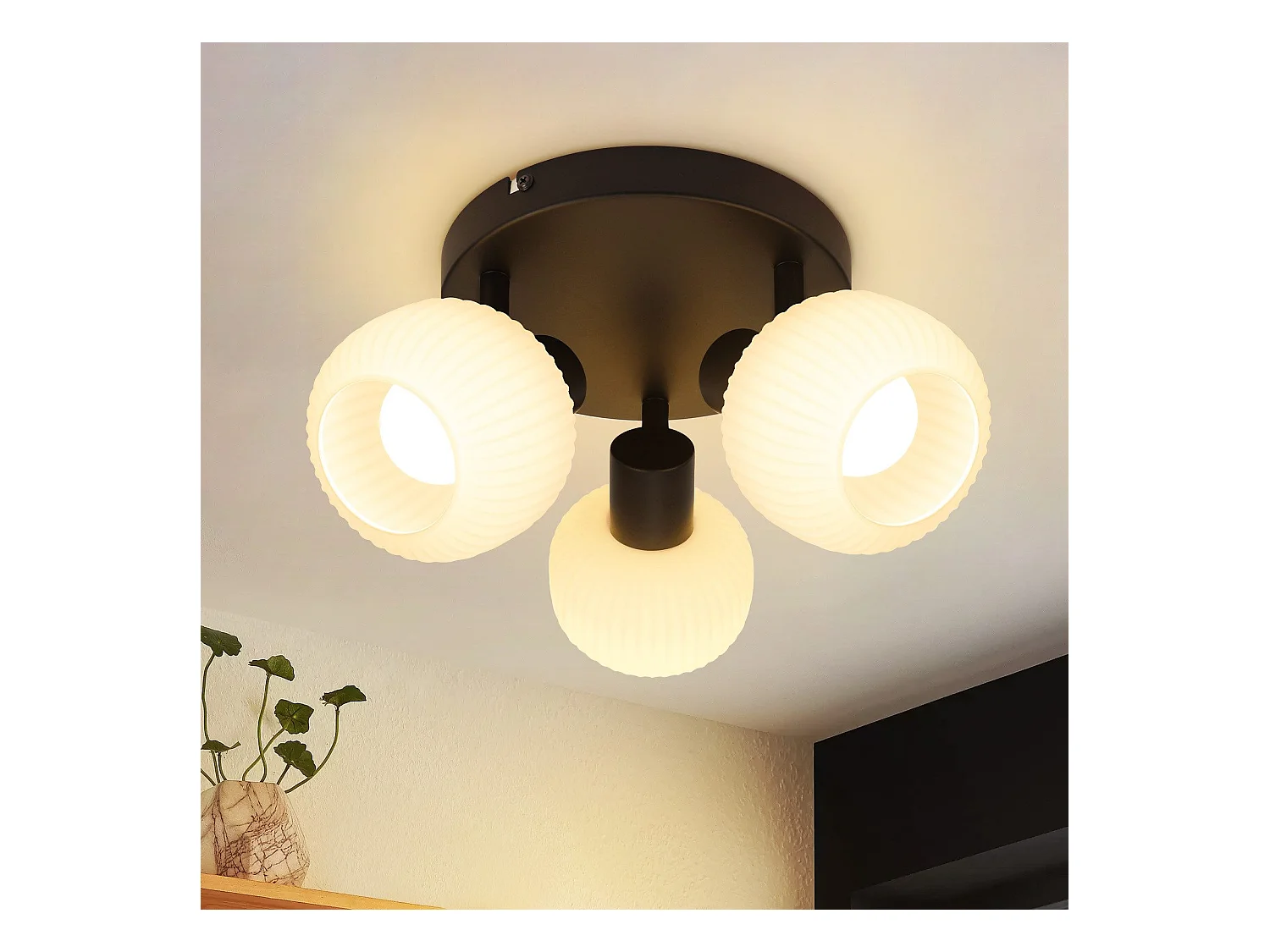 NETTLIFE Spot de plafond 2 abat-jour en verre E14 vintage sans ampoule noir orientable 350°