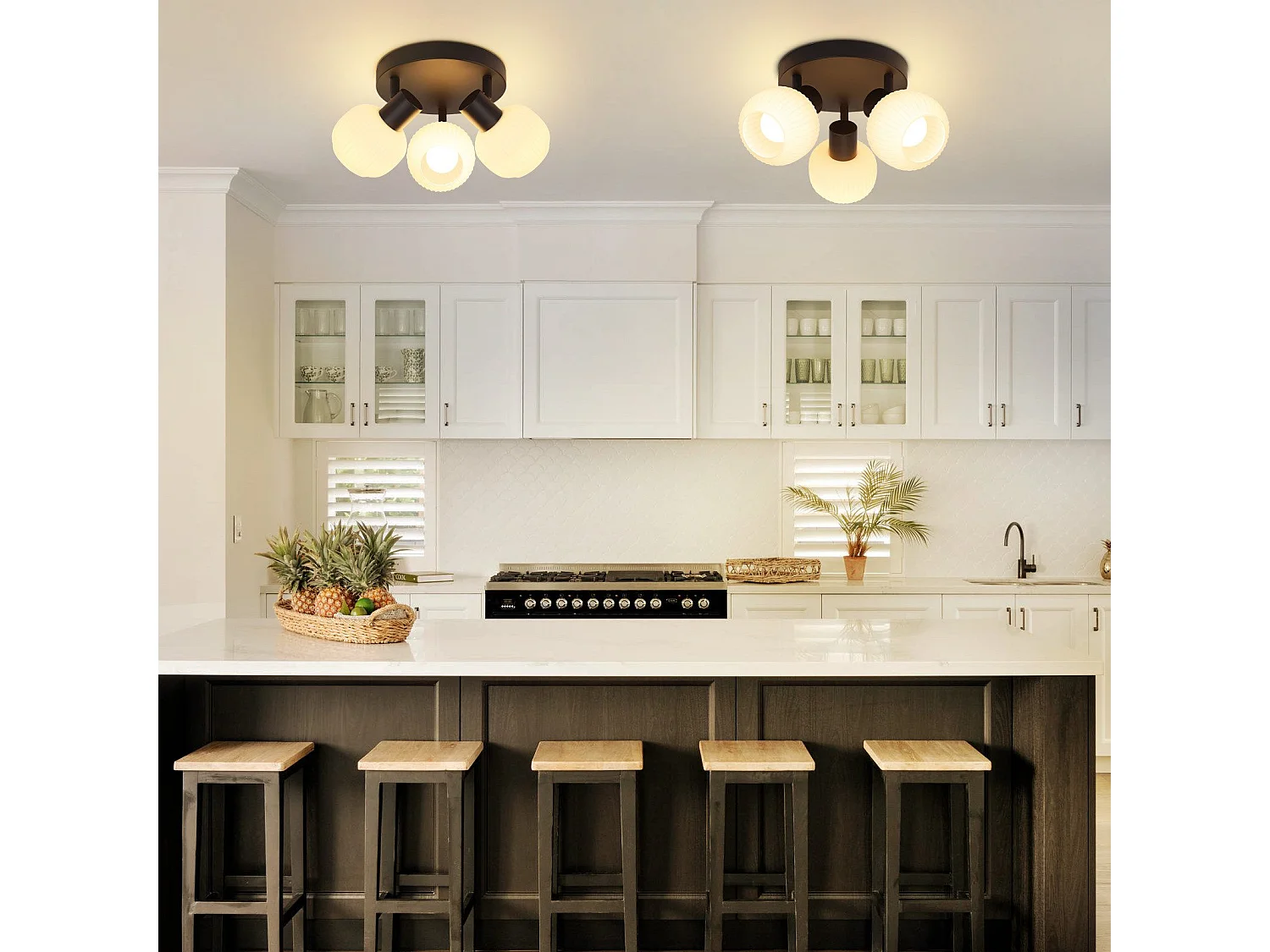 NETTLIFE Plafondspot 2 glazen lampenkappen E14 vintage zonder gloeilamp zwart verstelbaar 350°