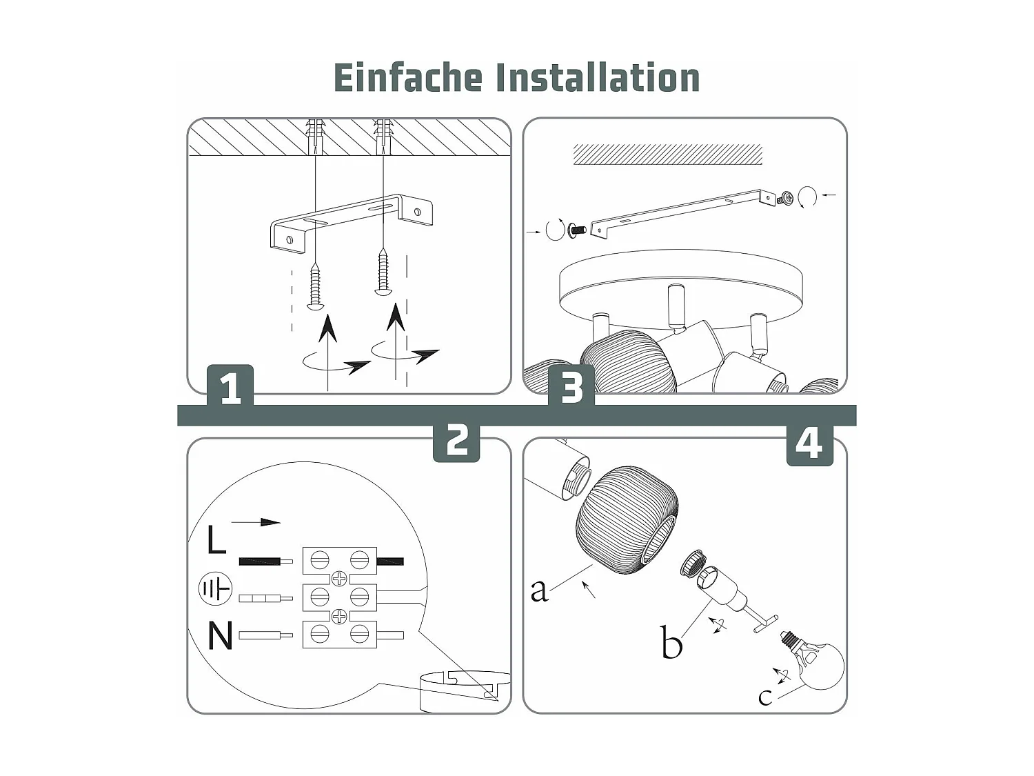 NETTLIFE Plafondspot 2 glazen lampenkappen E14 vintage zonder gloeilamp zwart verstelbaar 350°
