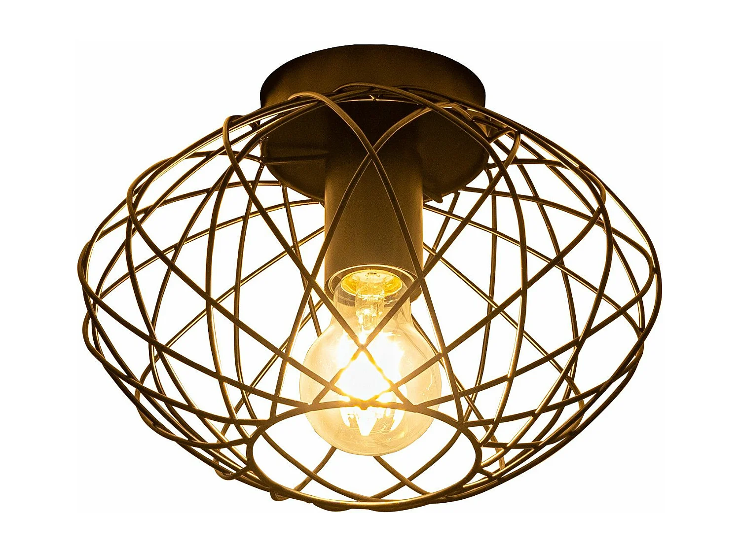 NETTLIFE Czarna lampa sufitowa w kształcie klatki, vintage'owy reflektor sufitowy E27, oprawka metalowa