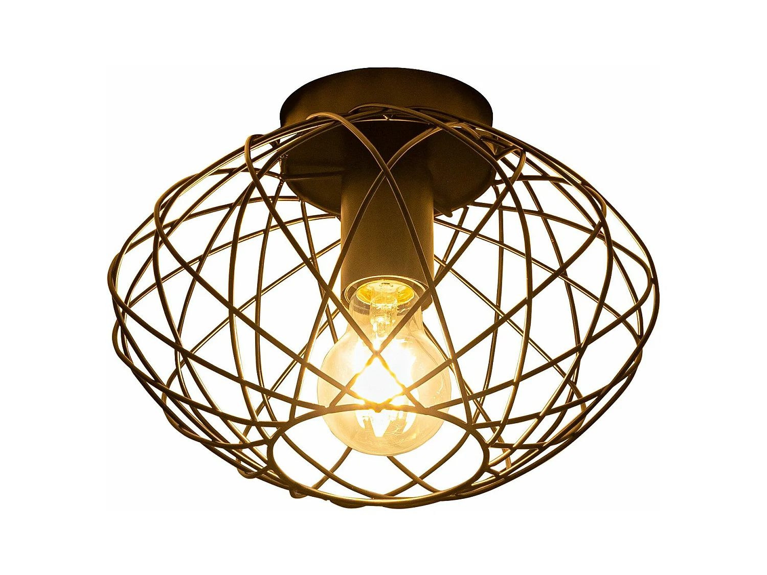 NETTLIFE Plafonnier cage noire spot de plafond vintage E27 douille métal