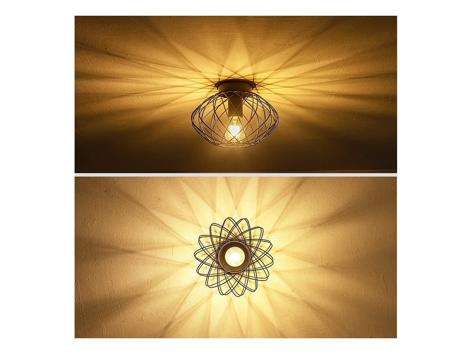 NETTLIFE Zwarte kooi plafondlamp vintage plafondspot E27 metalen fitting