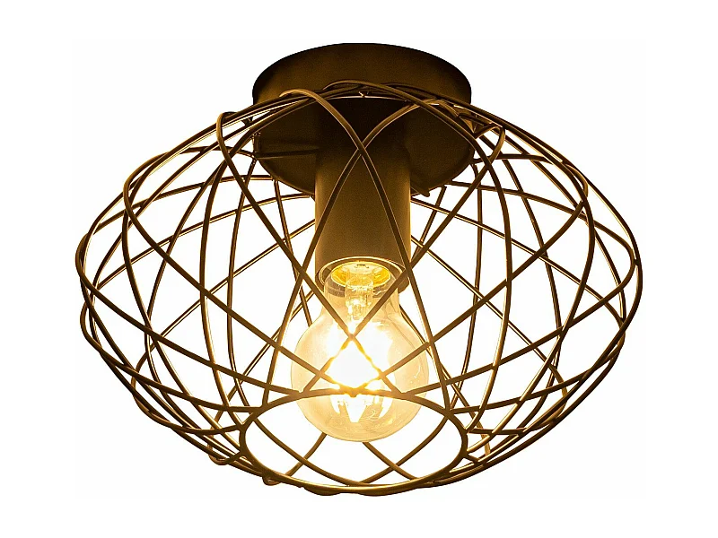 NETTLIFE Plafonnier cage noire spot de plafond vintage E27 douille métal