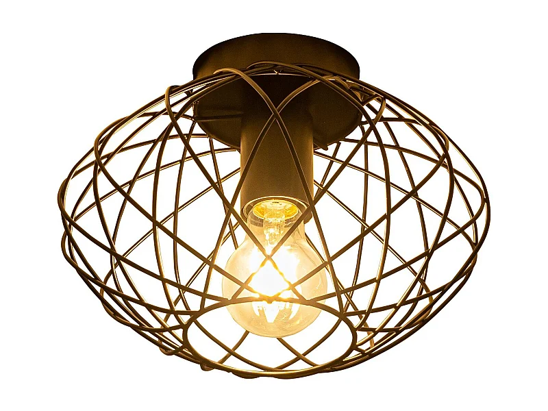 NETTLIFE Schwarze Käfig Deckenleuchte Vintage Deckenstrahler E27 Metallfassung