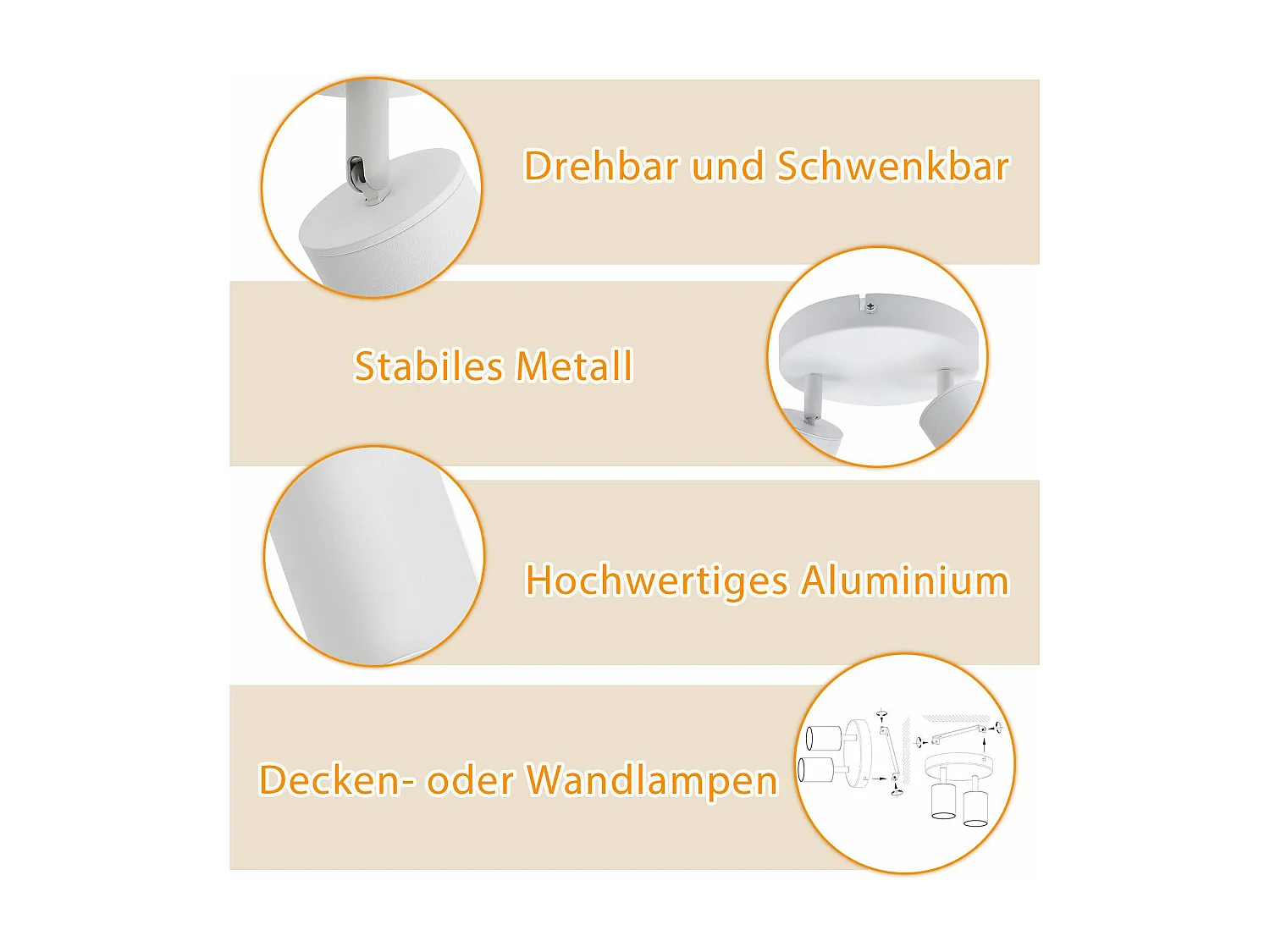 NETTLIFE spot plafond 2 ampoules GU10 salon plafonnier moderne orientable