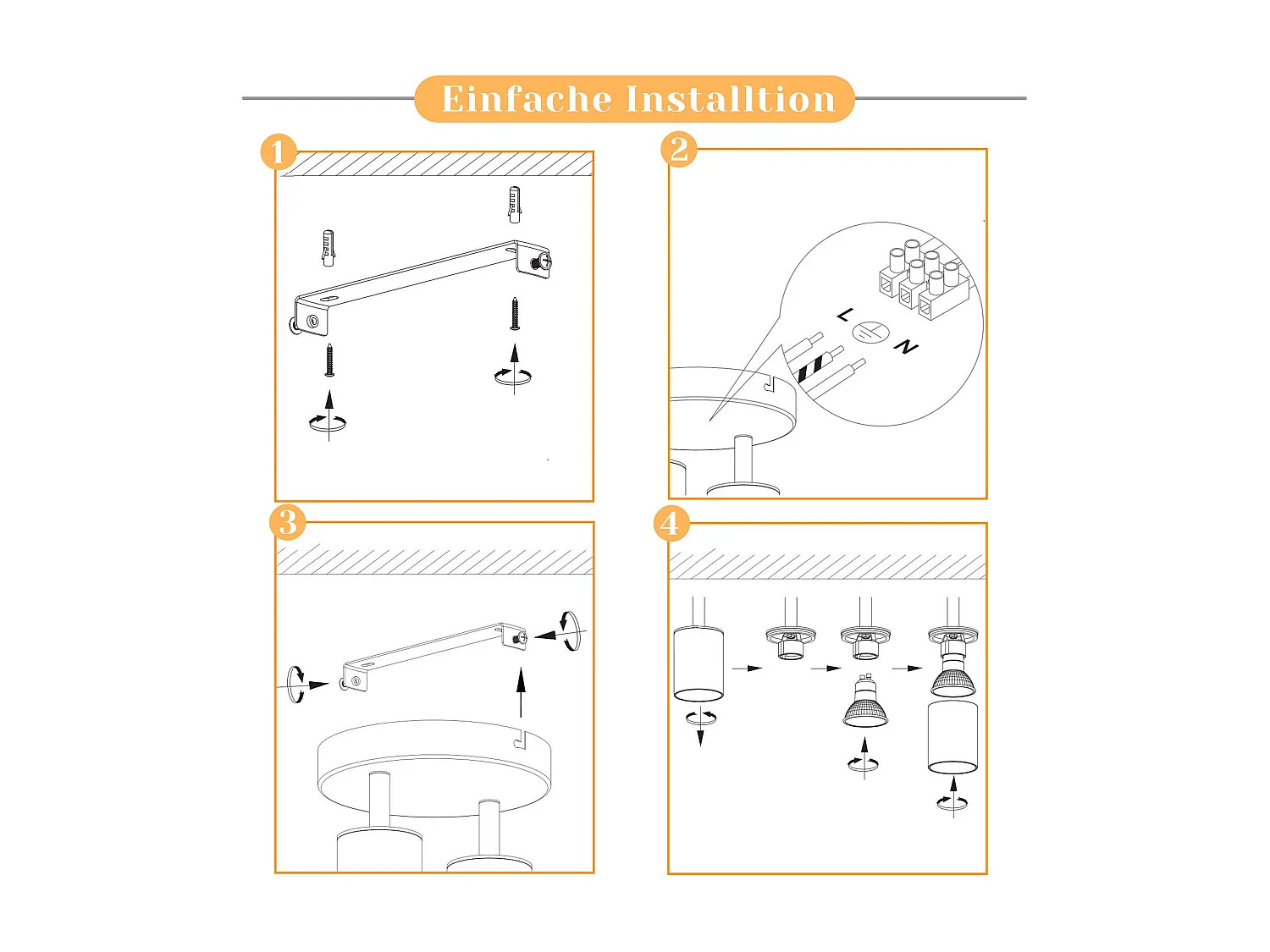 NETTLIFE Deckenstrahler 2-flammig schwarz GU10 Wohnzimmer modern verstellbare Deckenleuchte