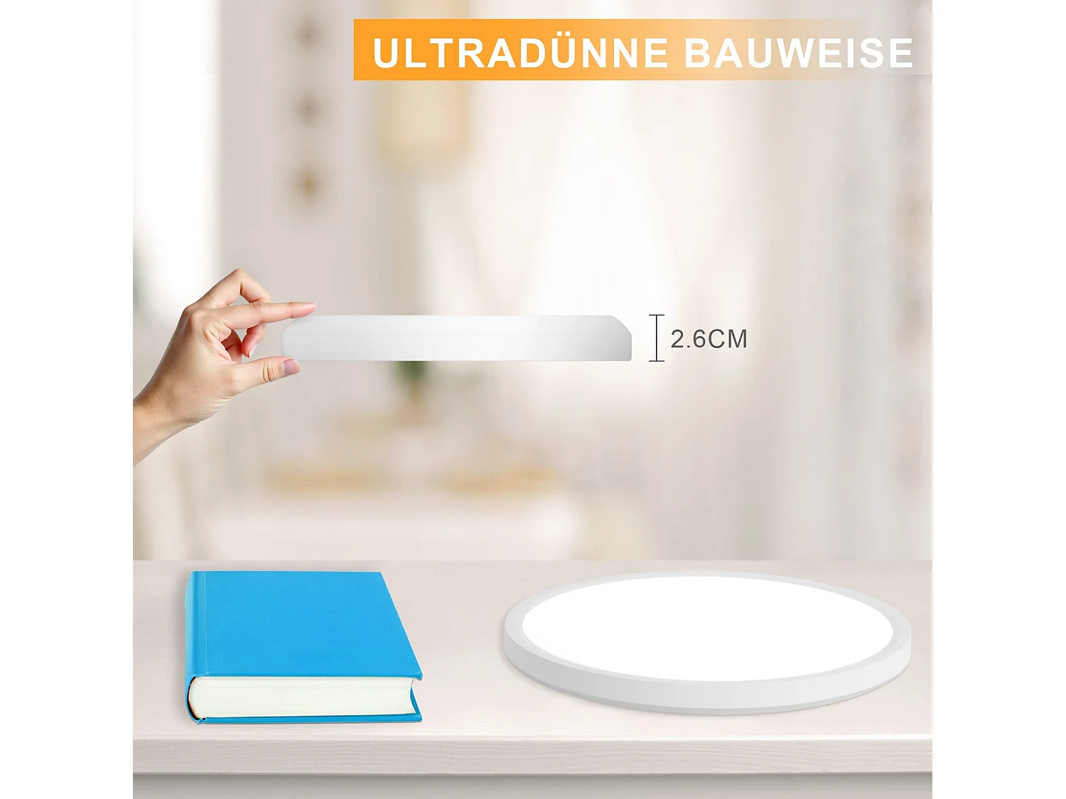 NETTLIFE Plafonnier LED Salle de bain Plat 30CM 24W Rond Blanc Plafonnier Cuisine Non-variable