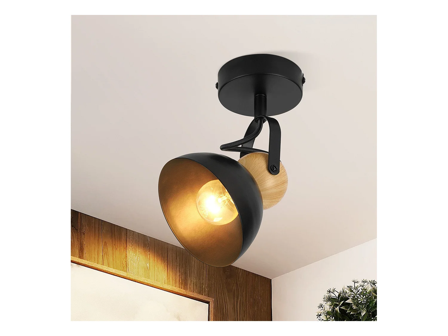 NETTLIFE Spot de plafond vintage noir E27 orientable 350° rétro entrée salon chambre