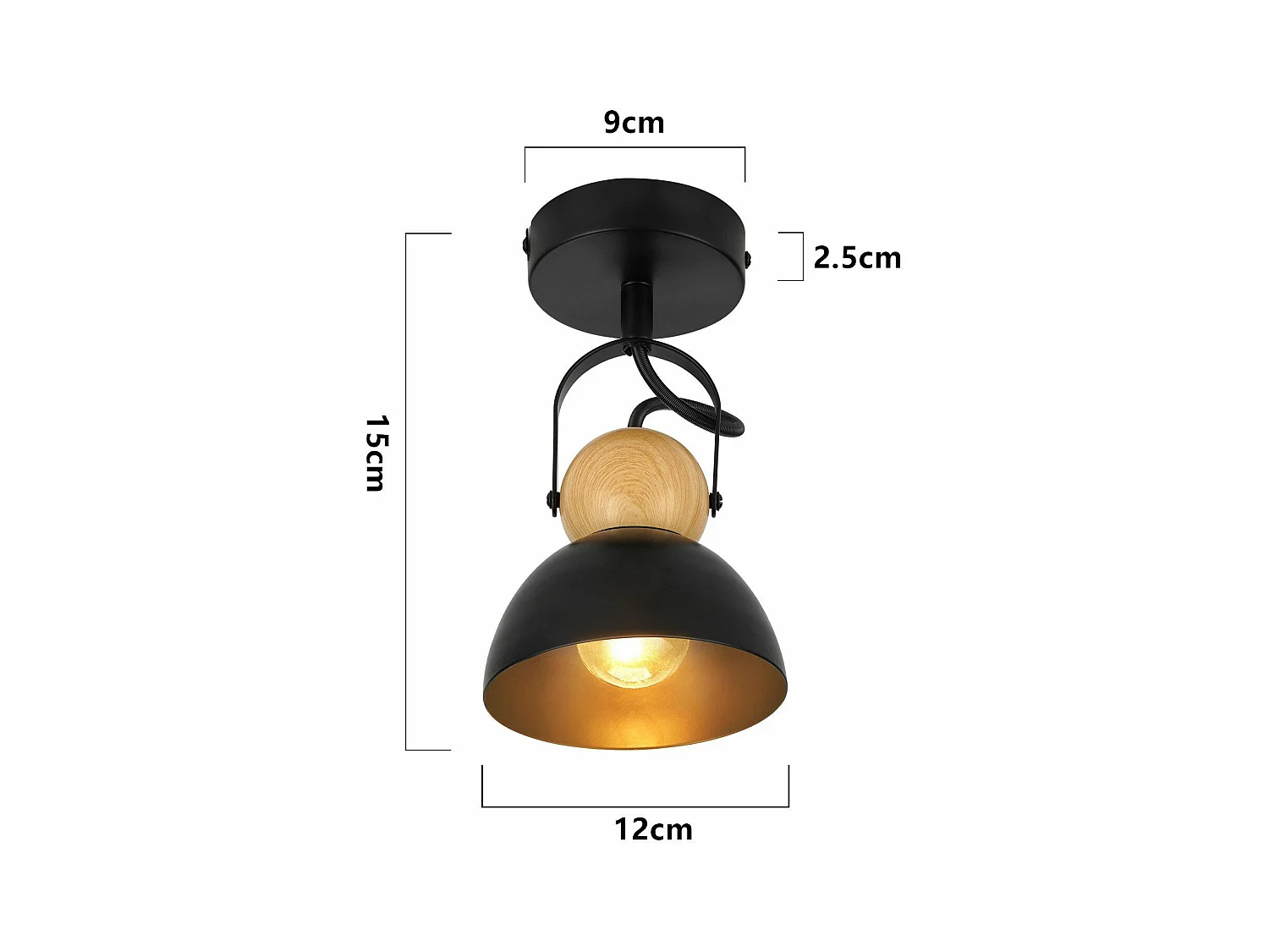 NETTLIFE Vintage Zwarte Plafondspot E27 350° Verstelbare Retro Entree Woonkamer Slaapkamer