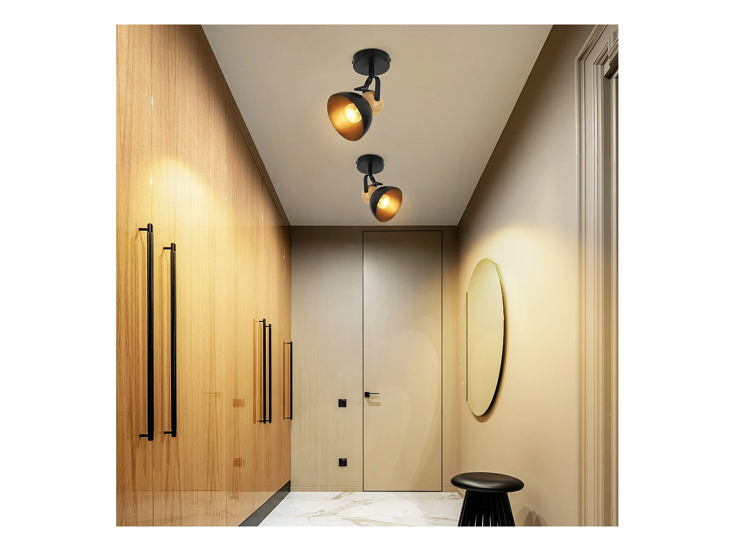 NETTLIFE Vintage Zwarte Plafondspot E27 350° Verstelbare Retro Entree Woonkamer Slaapkamer