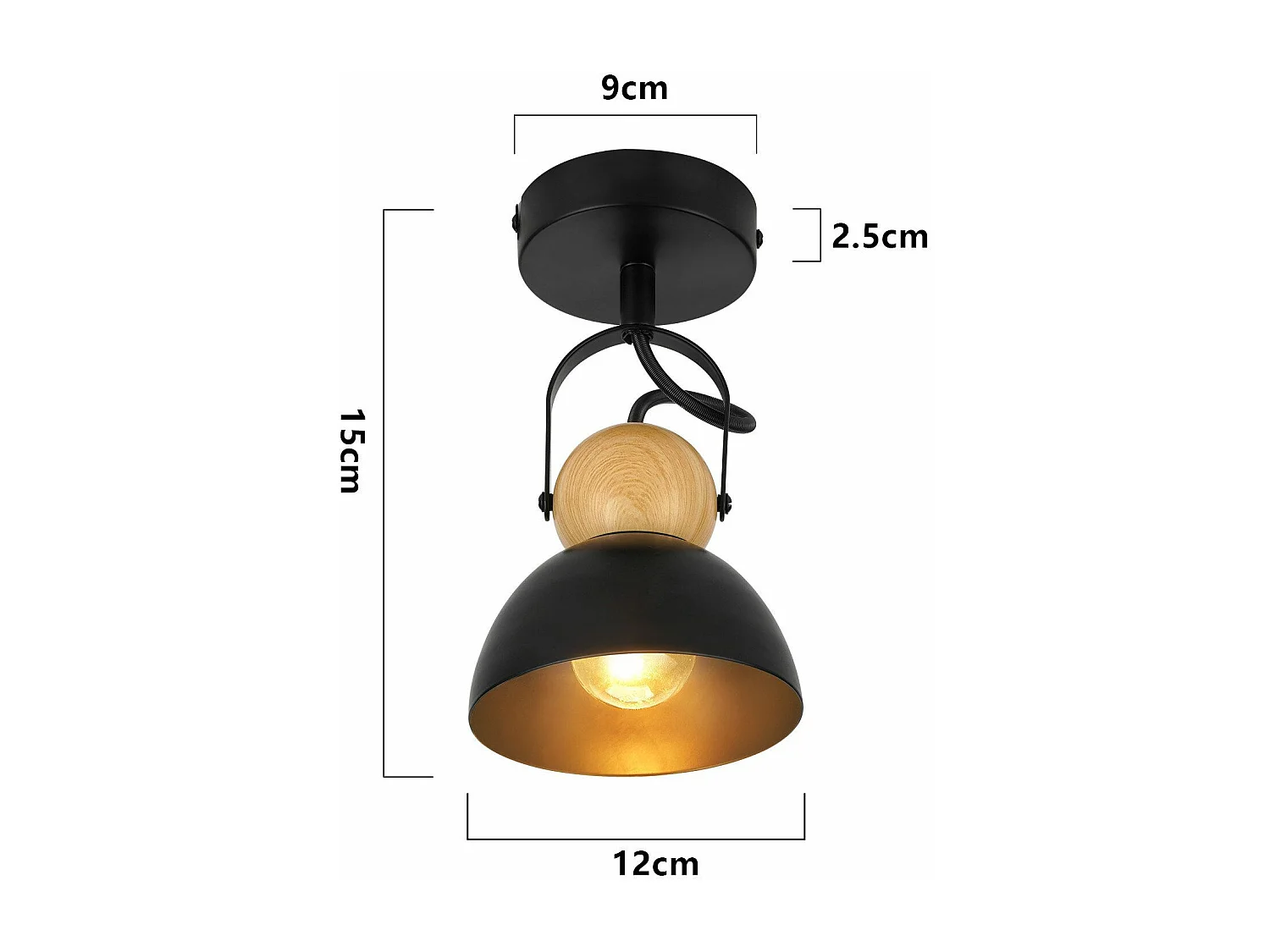 NETTLIFE Vintage Schwarz Deckenstrahler E27 350° Verstellbar Retro Eingang Wohnzimmer Schlafzimmer