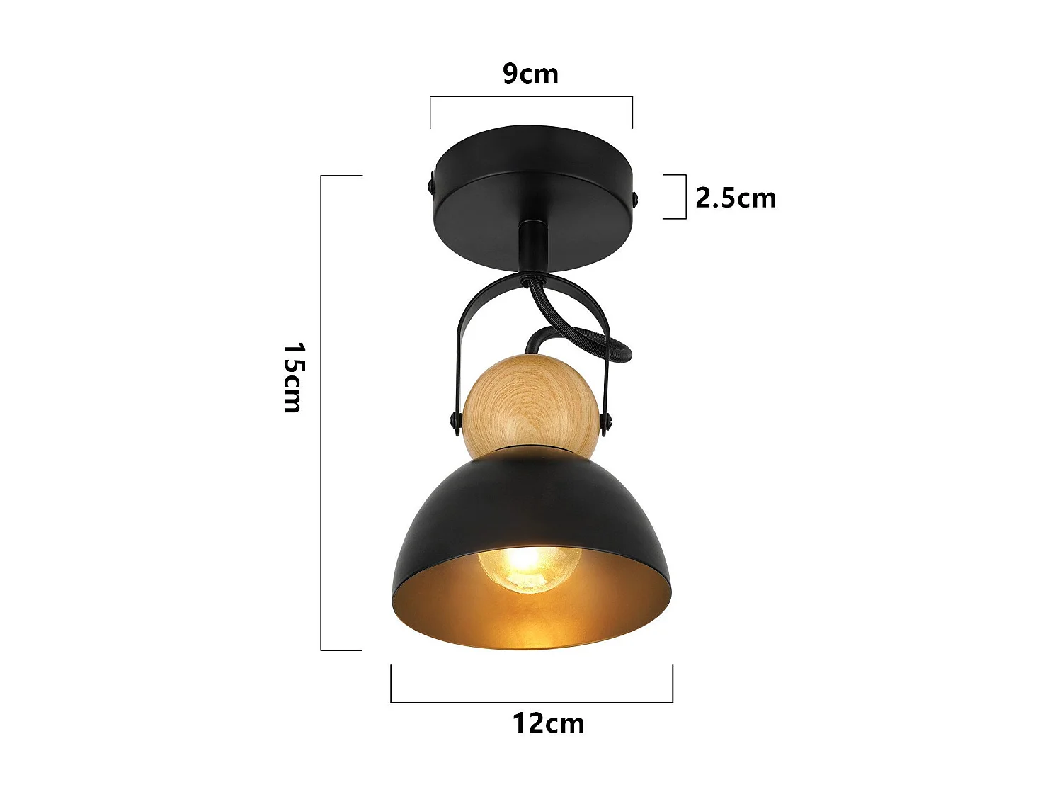 NETTLIFE Spot de plafond vintage noir E27 orientable 350° rétro entrée salon chambre