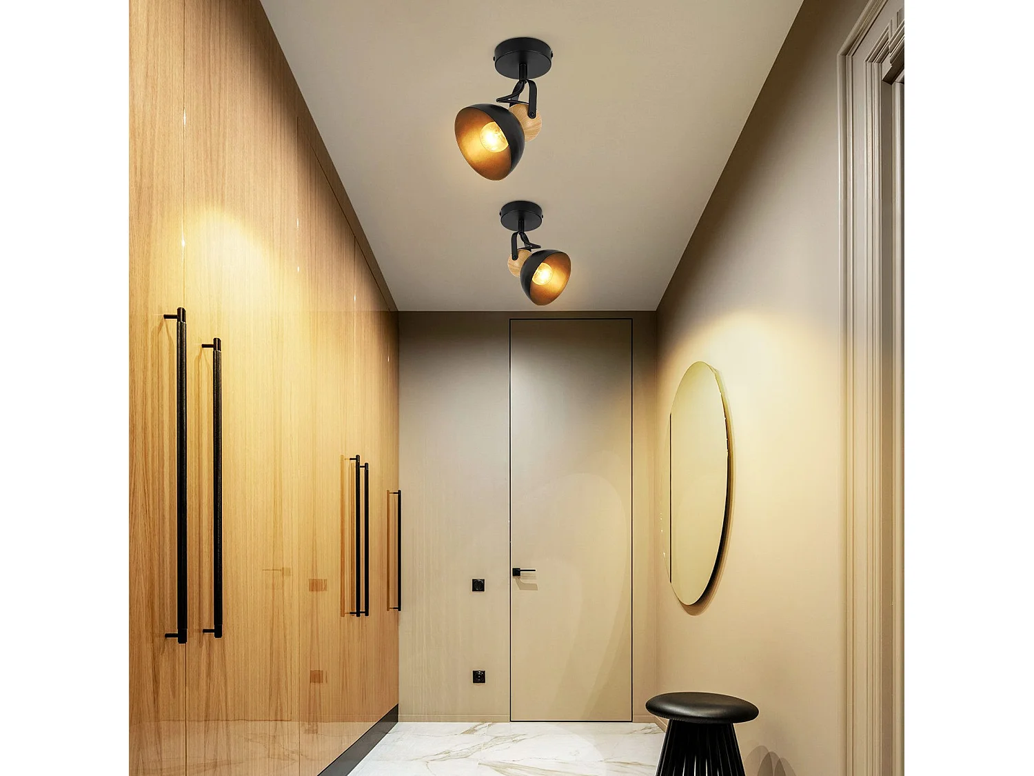 NETTLIFE Spot de plafond vintage noir E27 orientable 350° rétro entrée salon chambre