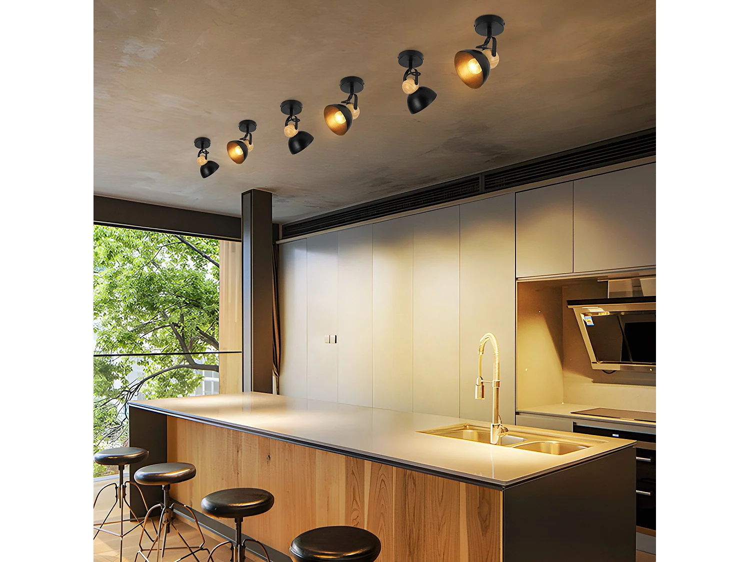 NETTLIFE Spot de plafond vintage noir E27 orientable 350° rétro entrée salon chambre