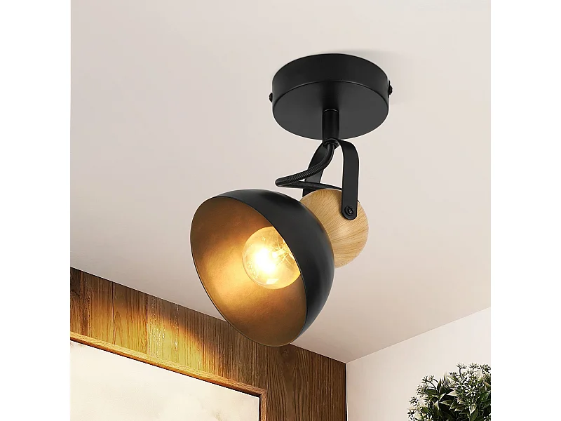 NETTLIFE Spot de plafond vintage noir E27 orientable 350° rétro entrée salon chambre
