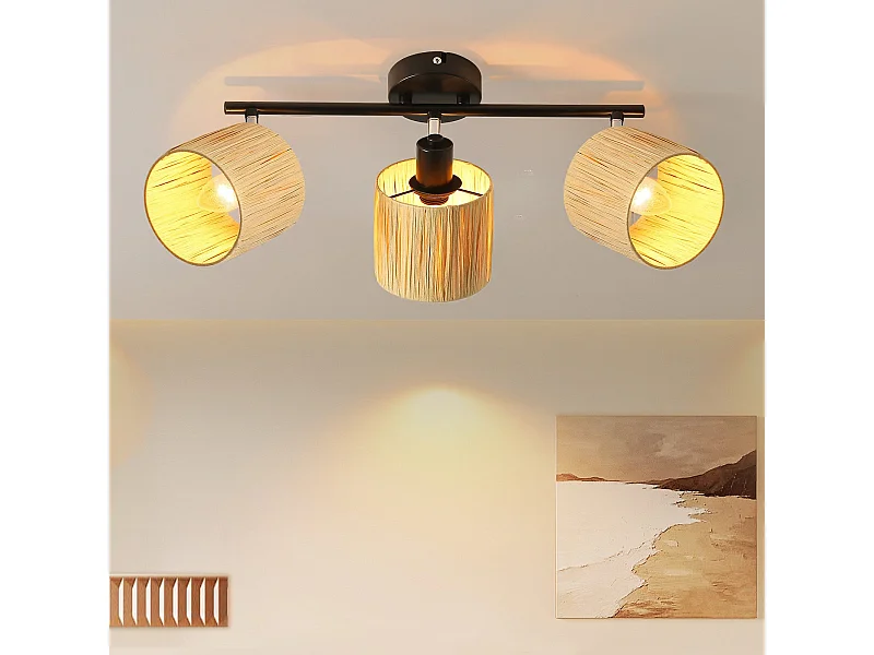 Ceiling Spot 3 Flames E14 Natural Black Ceiling Light Paper Salon