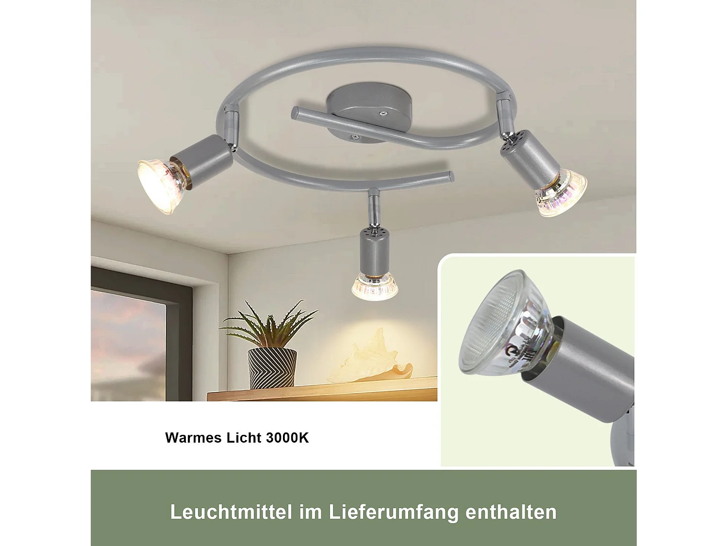 NETTLIFE Verstellbarer LED Deckenstrahler GU10 Deckenspots 3-flammig Industrial Wohnzimmer