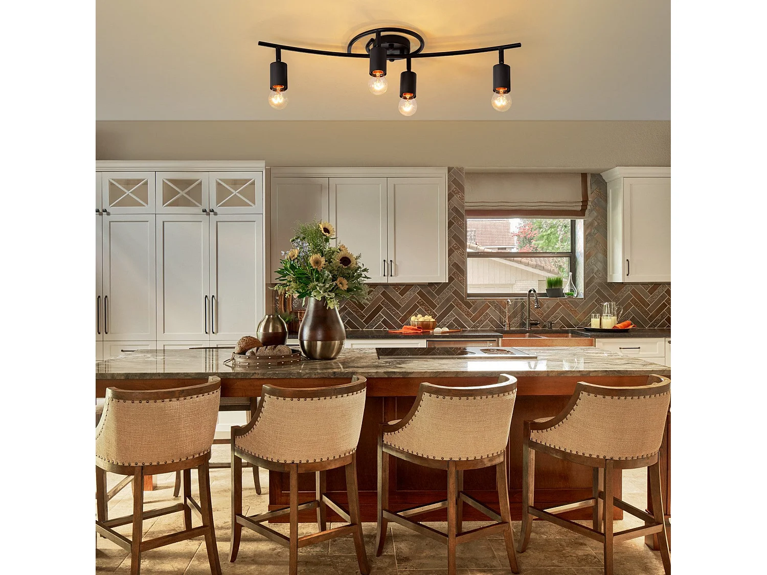 Vintage Schwarz Deckenstrahler 4 flammig E27 schwenkbar 350° Industriell schwenkbar