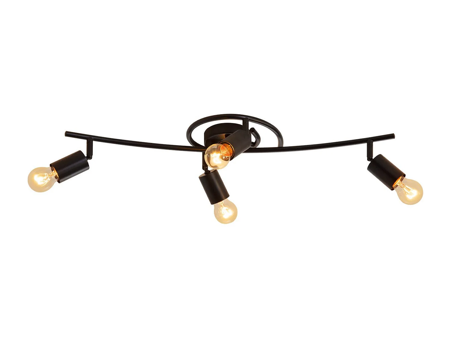 Spot De Plafond Vintage Noir 4 Flammes E27 Pivotant 350° Industriel Pivotant