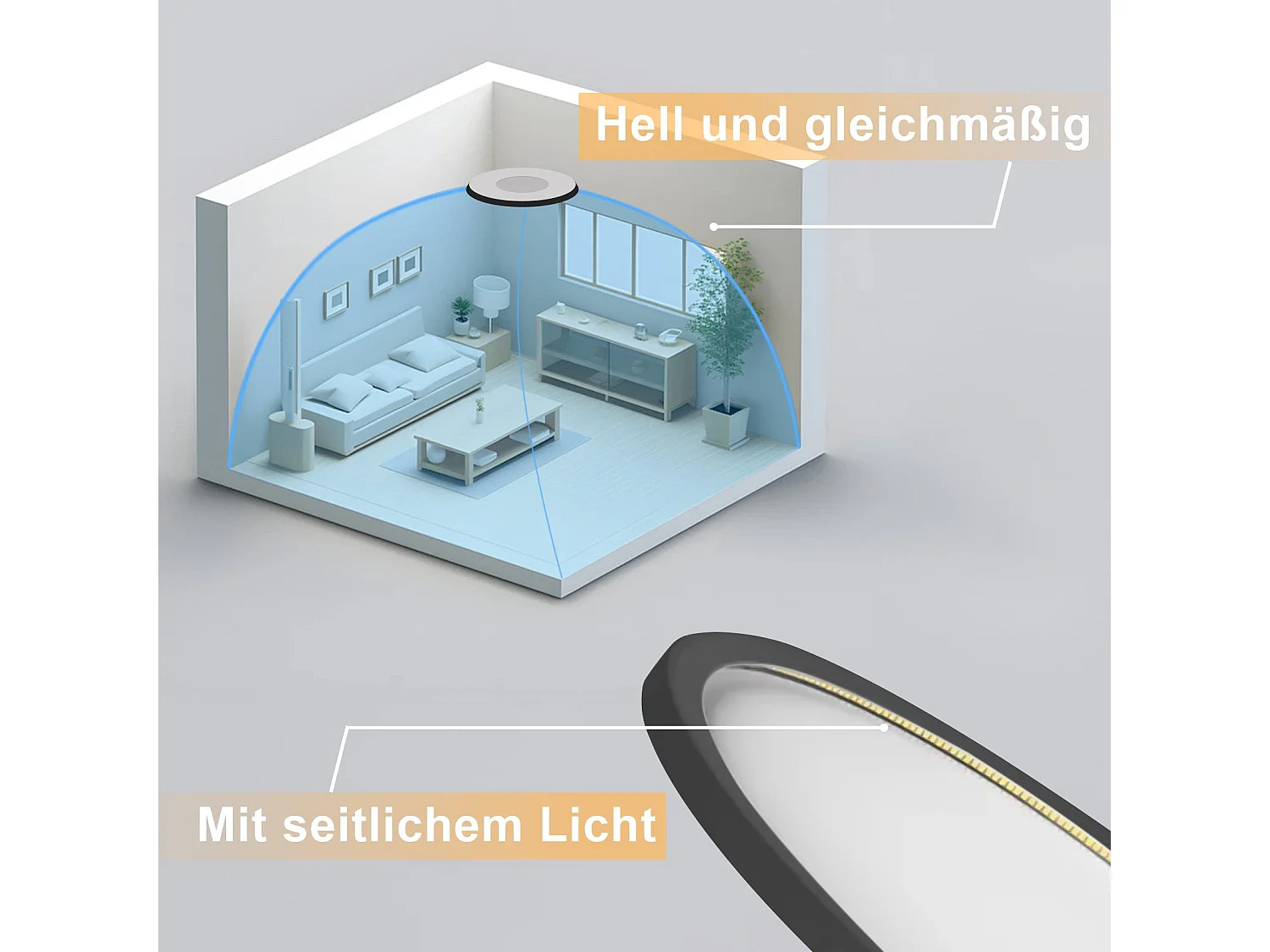 NETTLIFE Plafonnier LED salle de bain plat 30CM 24W rond blanc éclairage de plafond cuisine