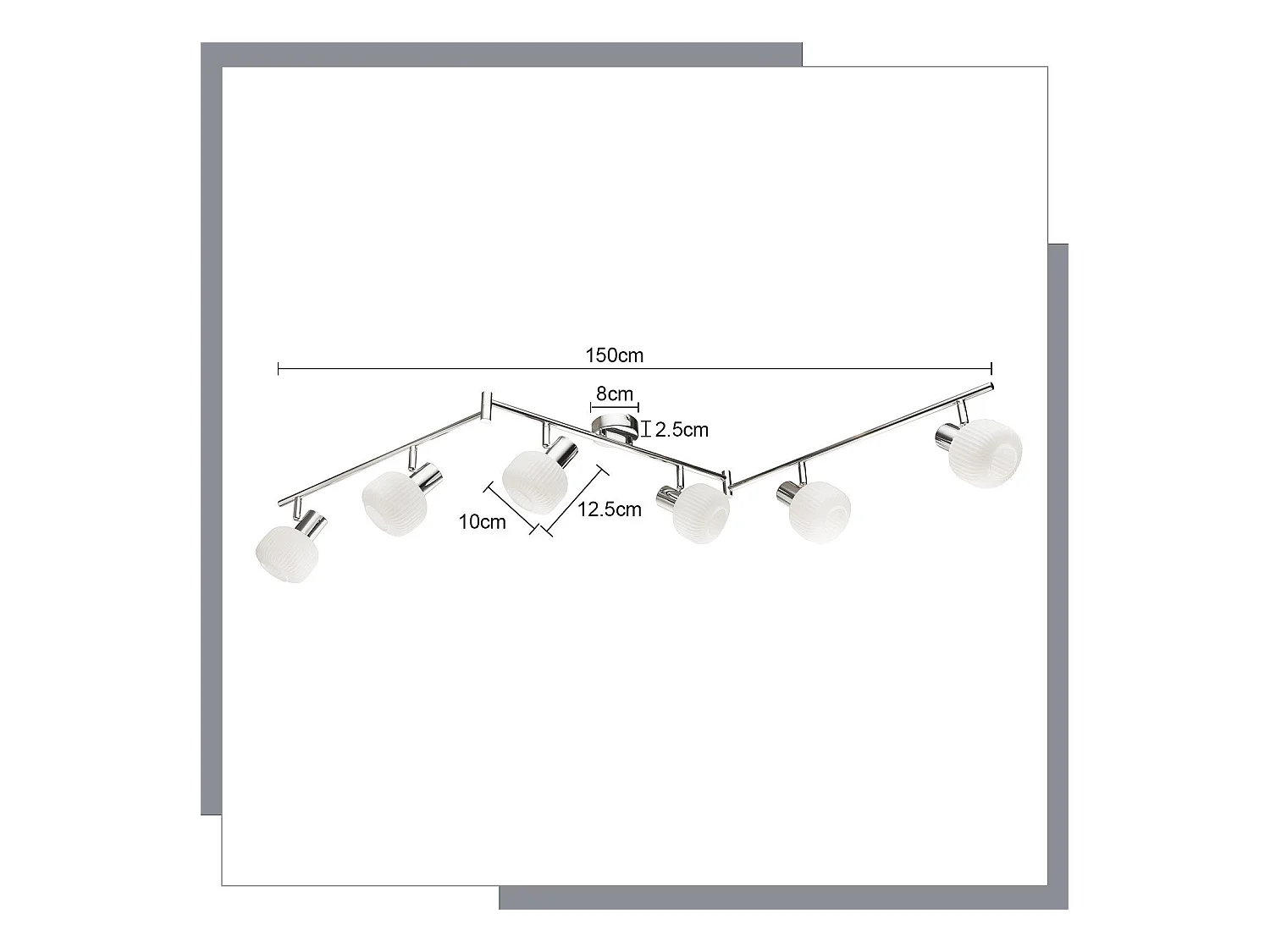 NETTLIFE Biały reflektor sufitowy E14 Lampa sufitowa 6 żarówek Wewnętrzny szklany klosz Regulowany reflektor