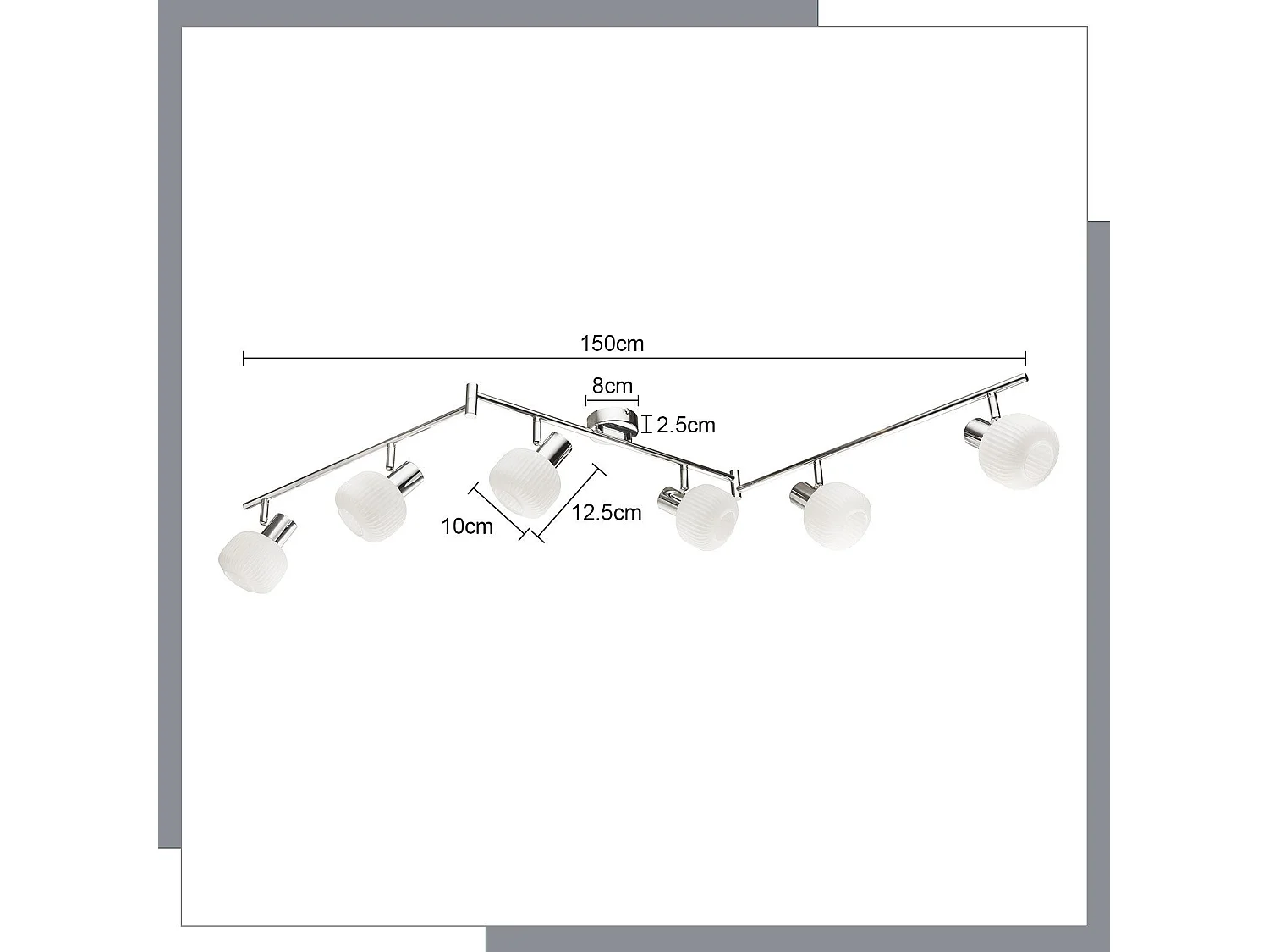 NETTLIFE Spot de plafond blanc E14 plafonnier 6 ampoules intérieur abat-jour en verre spot orientable