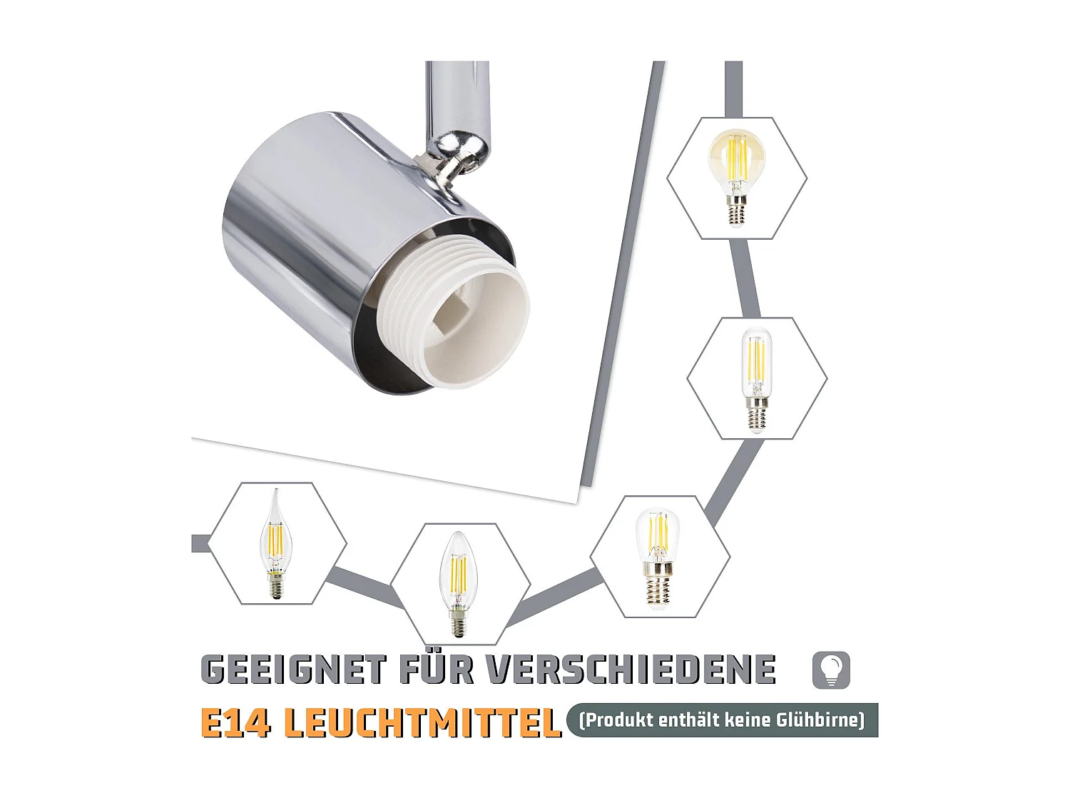 NETTLIFE Weiß Deckenstrahler E14 Deckenlampe 6-flammig Innen Glas Lampenschirm Verstellbar Strahler