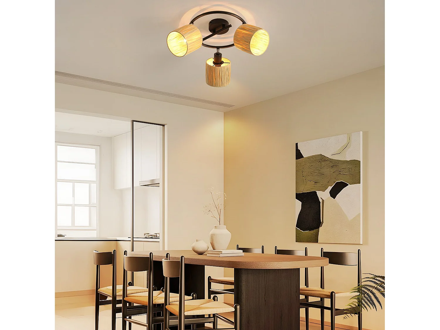 Ceiling Spot 3 Flames E14 Natural Black Ceiling Light Paper Salon