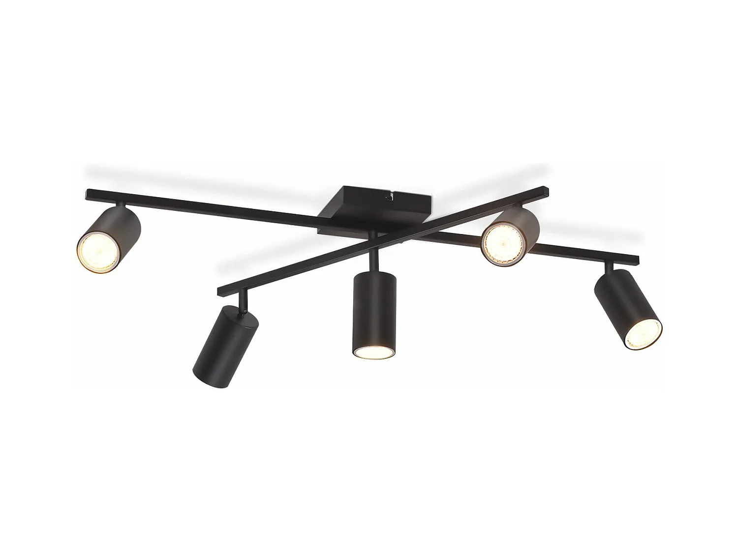 NETTLIFE Spot de plafond noir, plafonnier à 5 lampes GU10, lampe de salon moderne pour cuisine et chambre à coucher