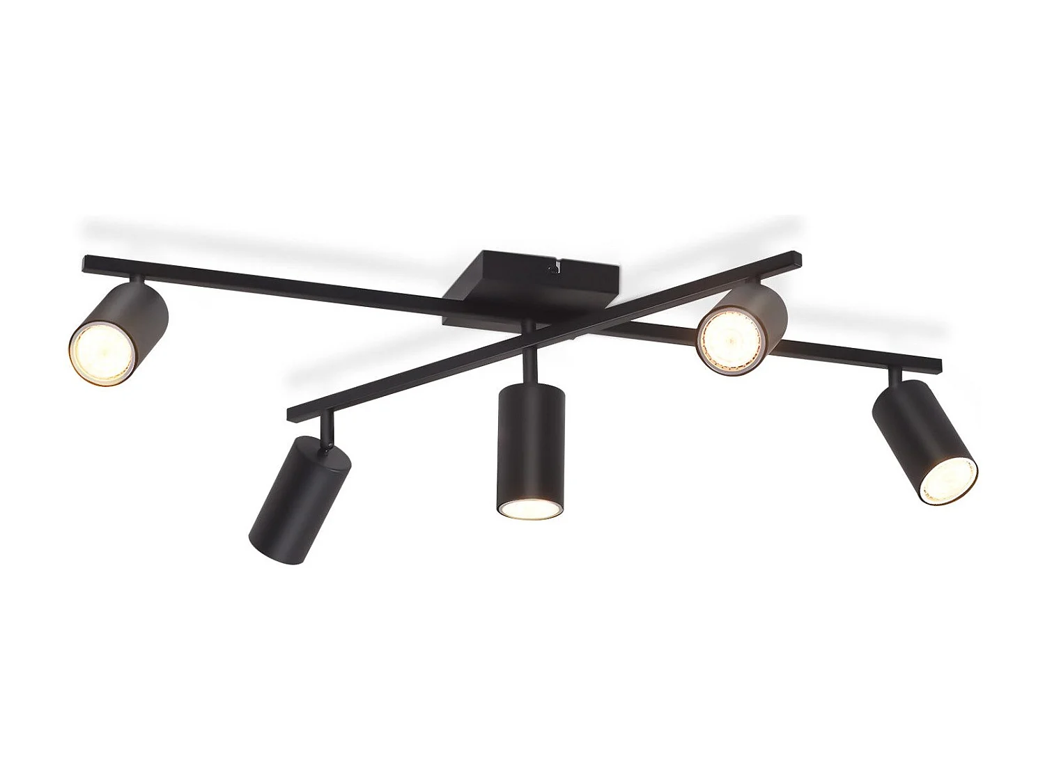 NETTLIFE Spot de plafond noir, plafonnier à 5 lampes GU10, lampe de salon moderne pour cuisine et chambre à coucher