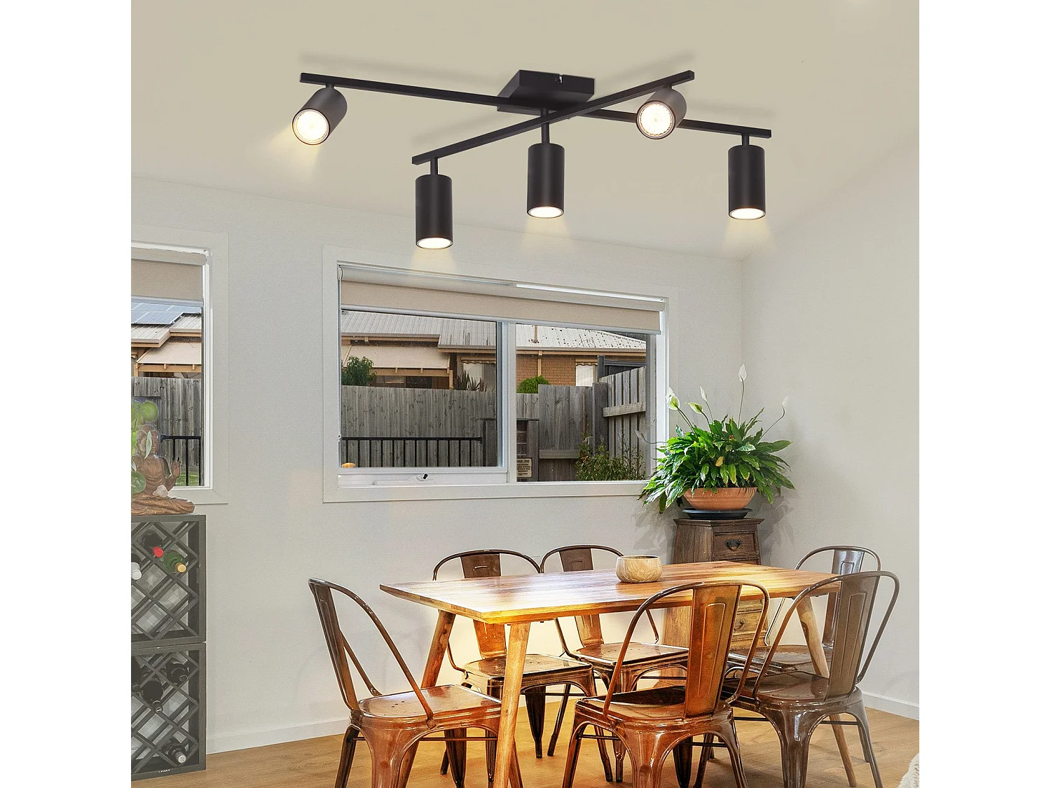 NETTLIFE Spot de plafond noir, plafonnier à 5 lampes GU10, lampe de salon moderne pour cuisine et chambre à coucher