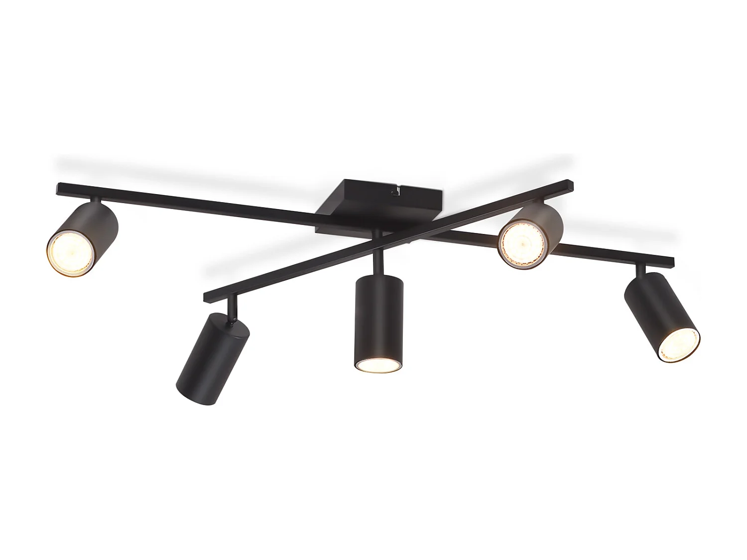 NETTLIFE Spot de plafond noir, plafonnier à 5 lampes GU10, lampe de salon moderne pour cuisine et chambre à coucher