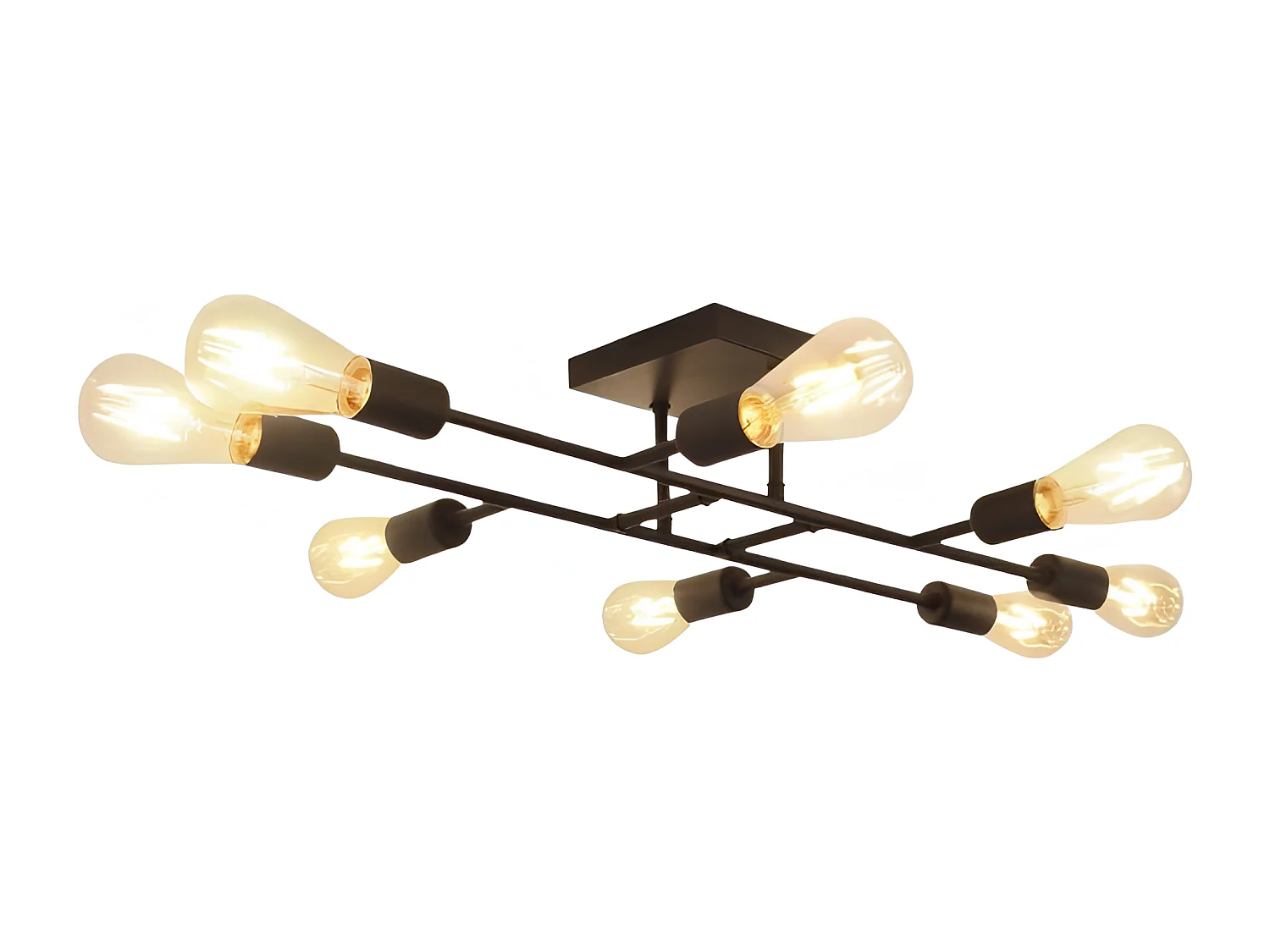 NETTLIFE Plafonnier Salon Noir 8 flammes Vintage Plafonnier E27 Rustique