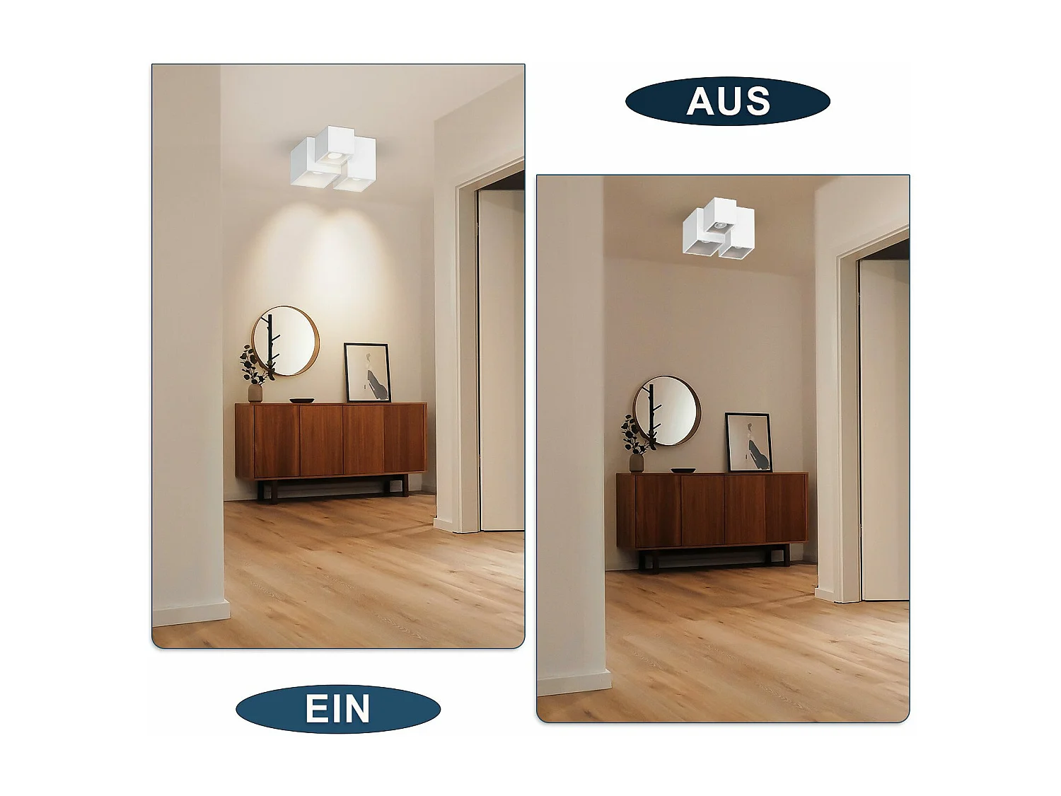 NETTLIFE Spot en saillie blanc GU10 spot en saillie carré 40W plâtre petit plafonnier moderne