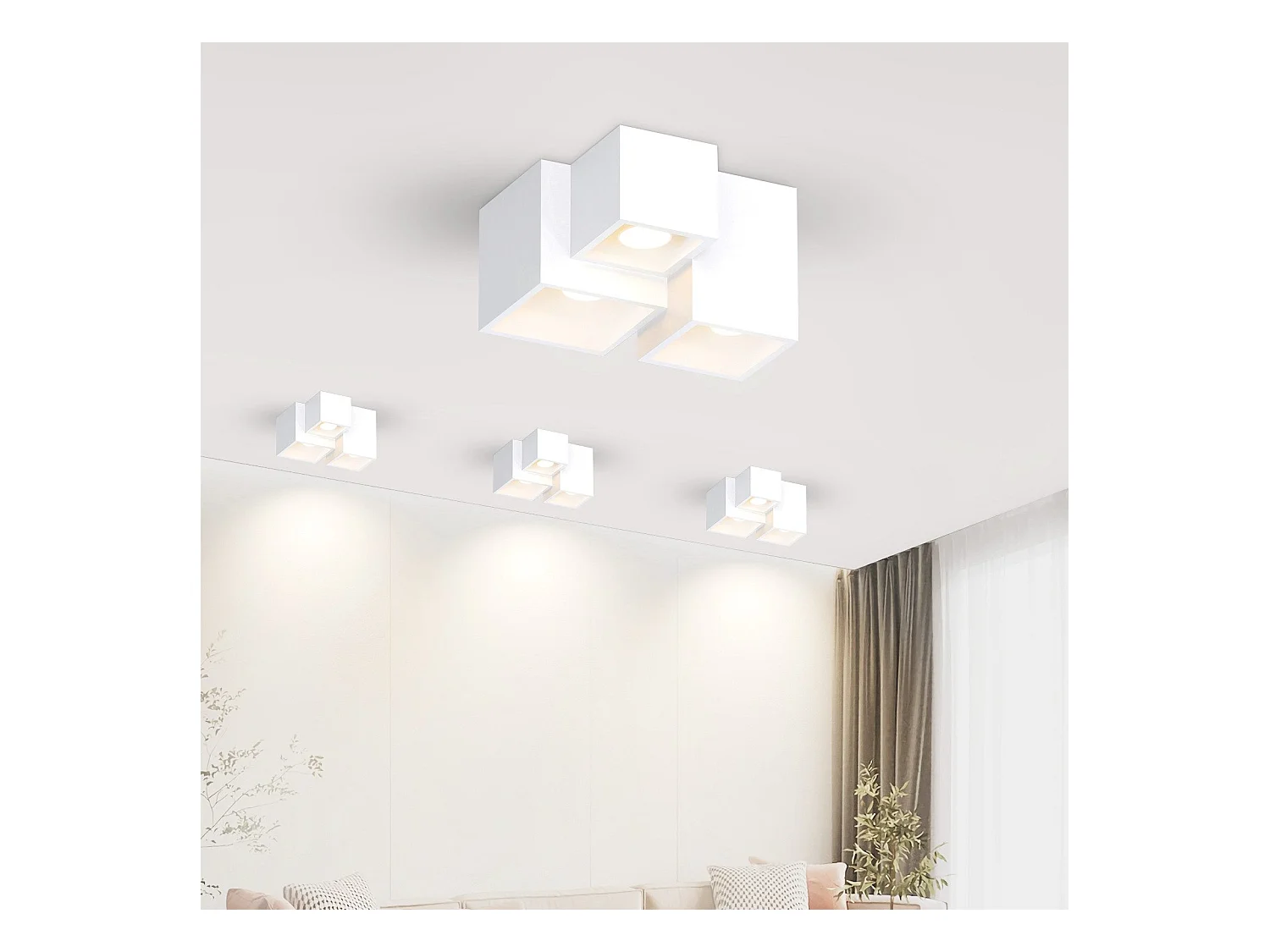 NETTLIFE Spot en saillie blanc GU10 spot en saillie carré 40W plâtre petit plafonnier moderne