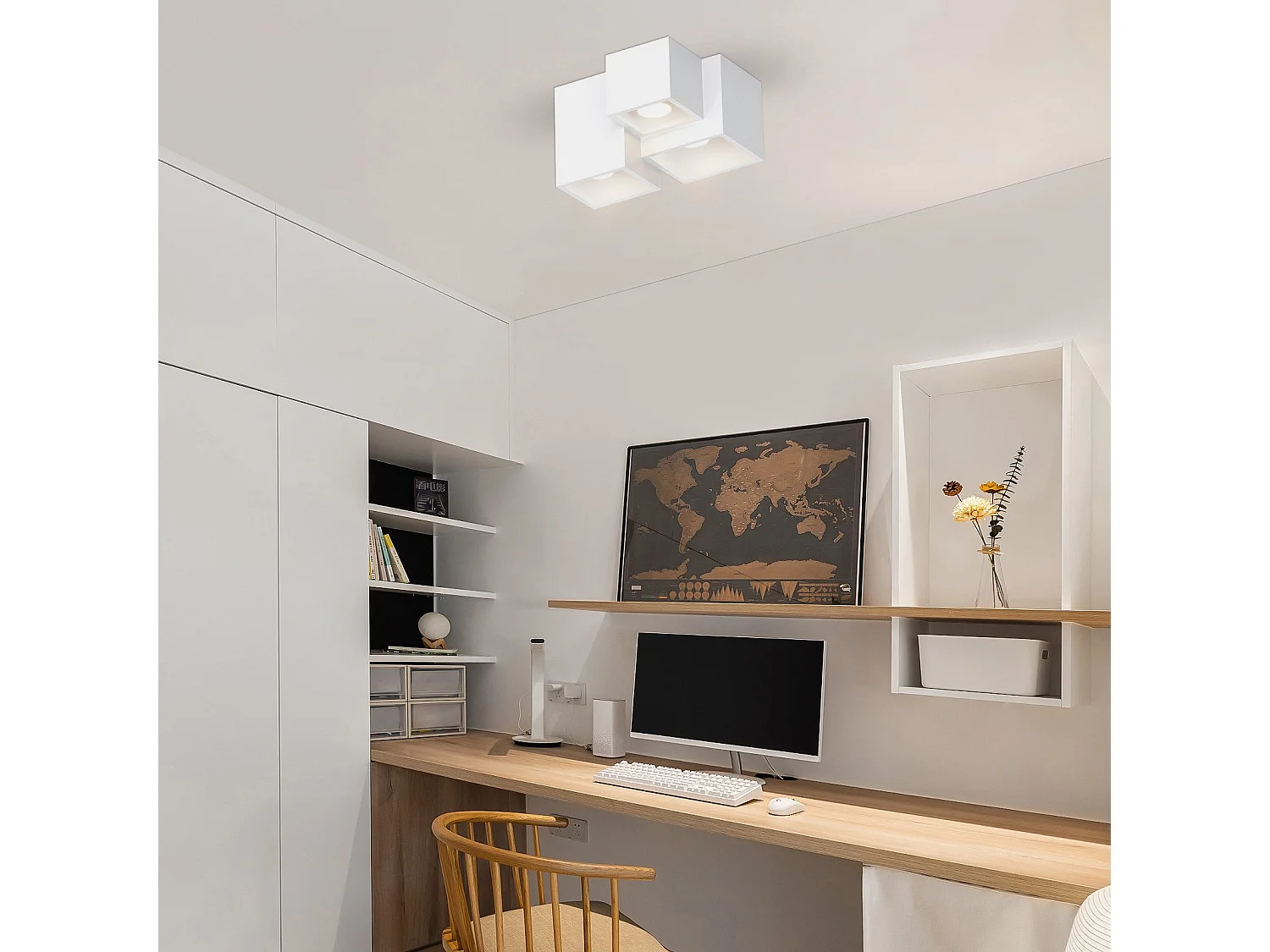 NETTLIFE Witte opbouwspot GU10 Vierkante opbouwspot 40W Gips Kleine moderne plafondlamp