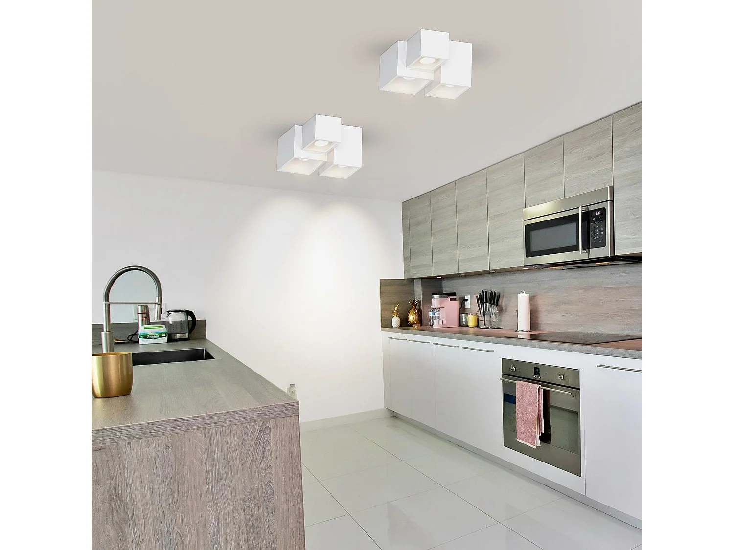 NETTLIFE Witte opbouwspot GU10 Vierkante opbouwspot 40W Gips Kleine moderne plafondlamp