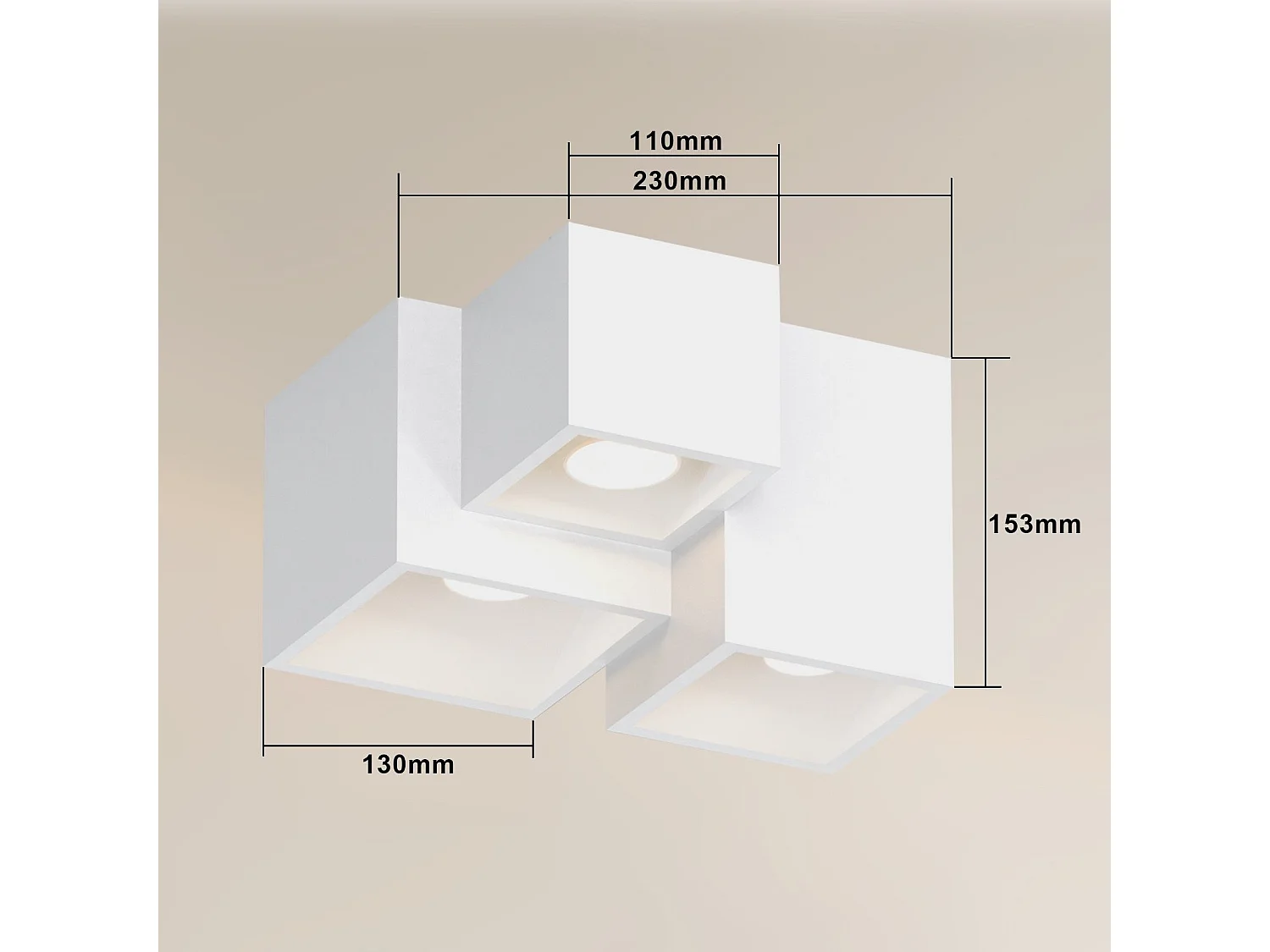 NETTLIFE Spot en saillie blanc GU10 spot en saillie carré 40W plâtre petit plafonnier moderne