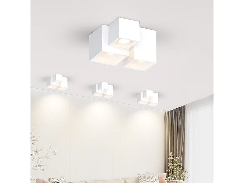 NETTLIFE Weißer Aufbaustrahler GU10 Quadratischer Aufbaustrahler 40W Gips Kleine Moderne Deckenleuchte