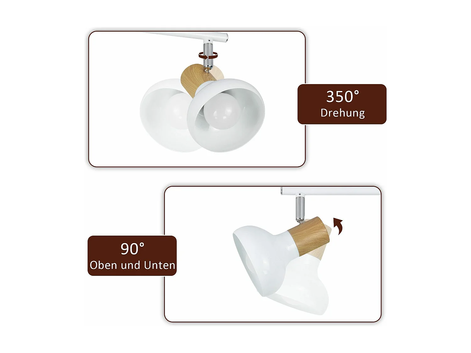 NETTLIFE Spot de plafond vintage E14 intérieur industriel abat-jour en fer orientable sans ampoule