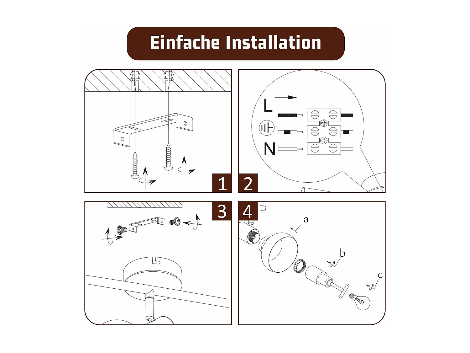 NETTLIFE Spot de plafond vintage E14 intérieur industriel abat-jour en fer orientable sans ampoule
