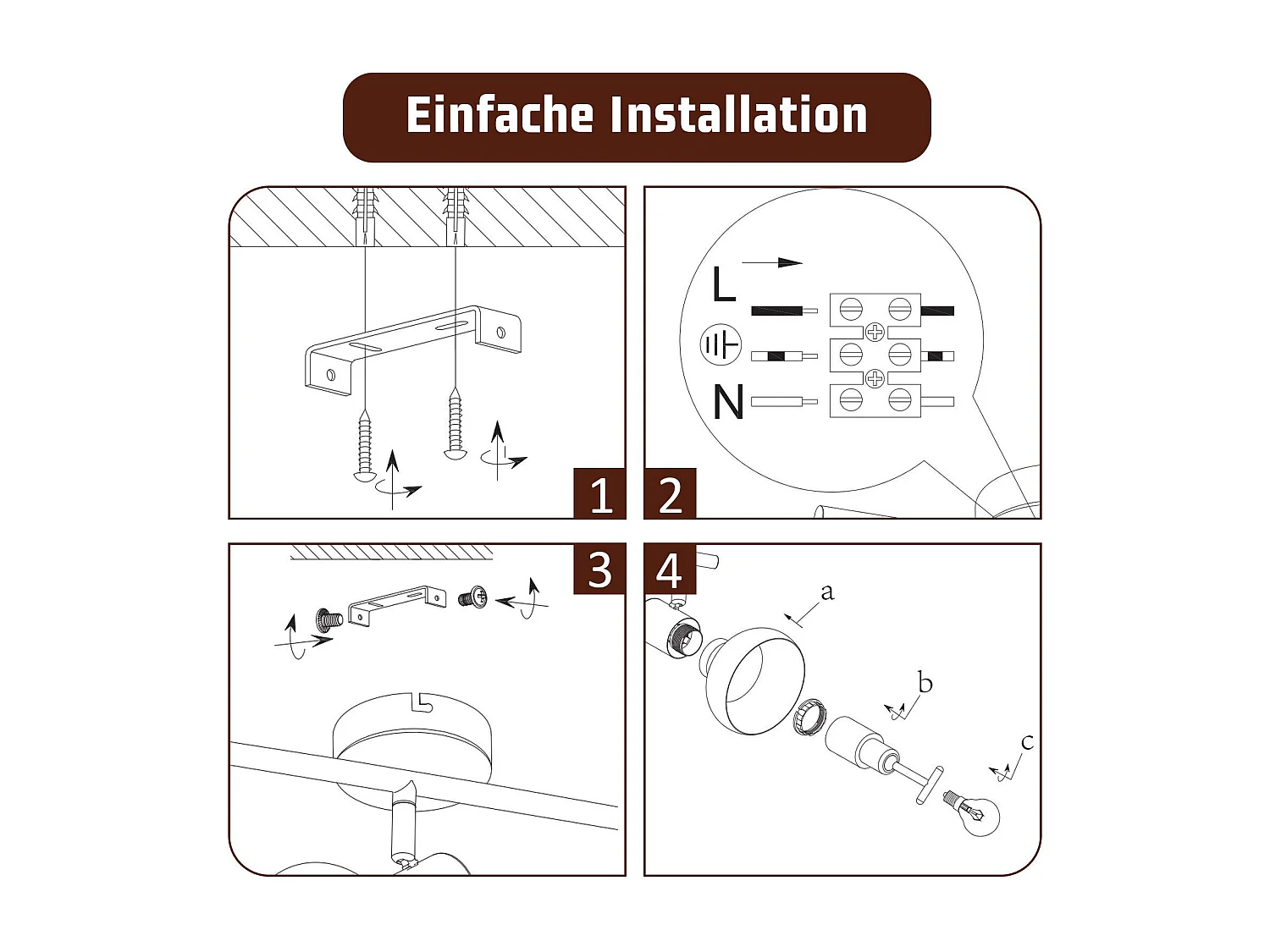 NETTLIFE Spot de plafond vintage E14 intérieur industriel abat-jour en fer orientable sans ampoule