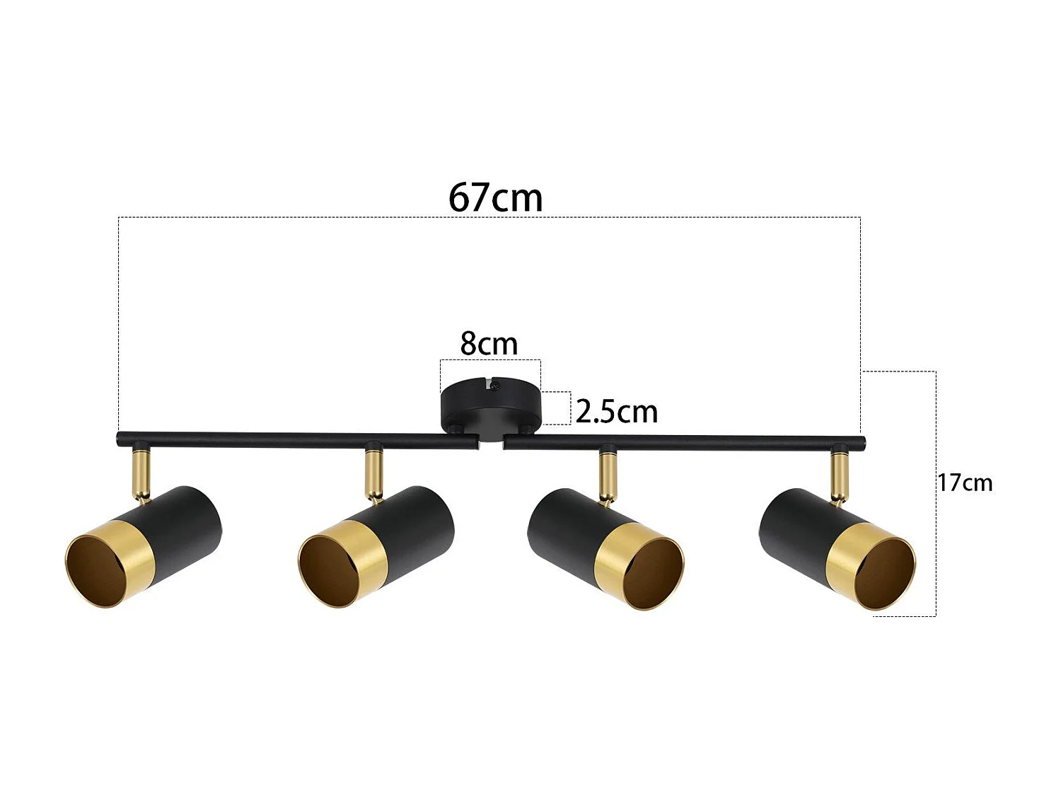 NETTLIFE Spot de plafond GU10 lampe de couloir noir doré orientable à 350° vintage